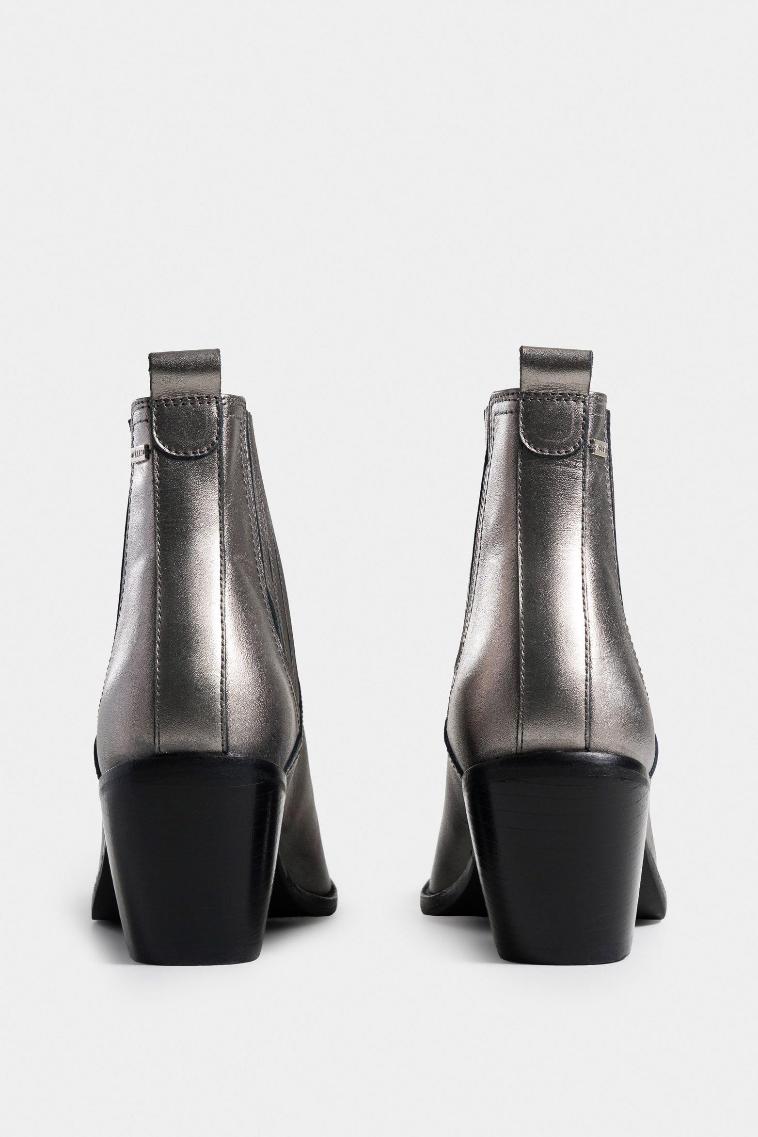 Botines tacón iris de cuero folia acabado semibrillante Plata-2