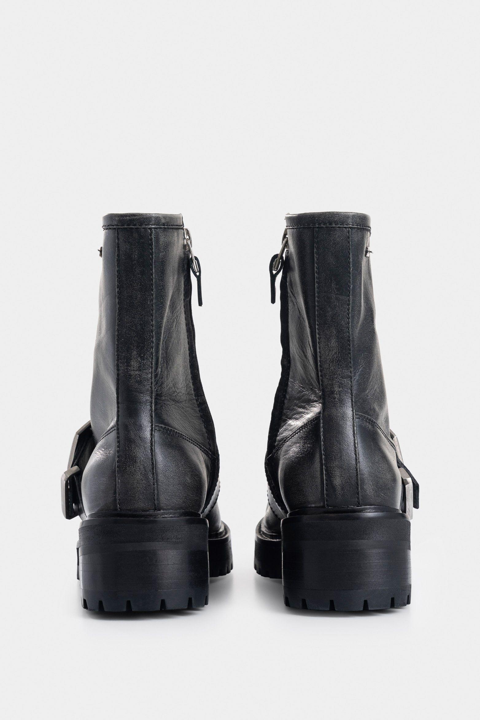 Botines Chelsea Noir de cuero brush off para mujer tipo rider negro-2