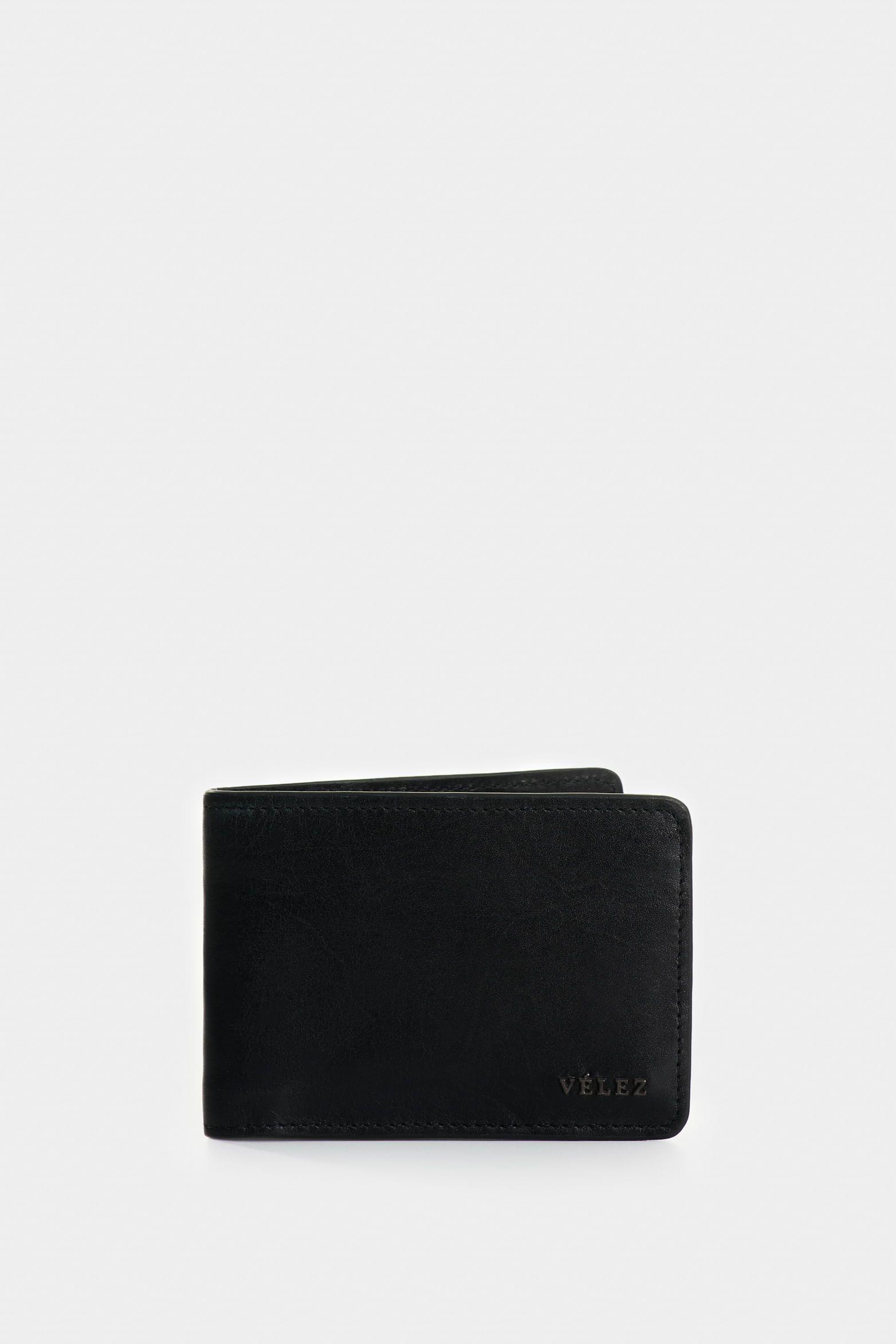 Vélez Billetera Oasis Cuero Hombre Detalle Contraste Negro-0