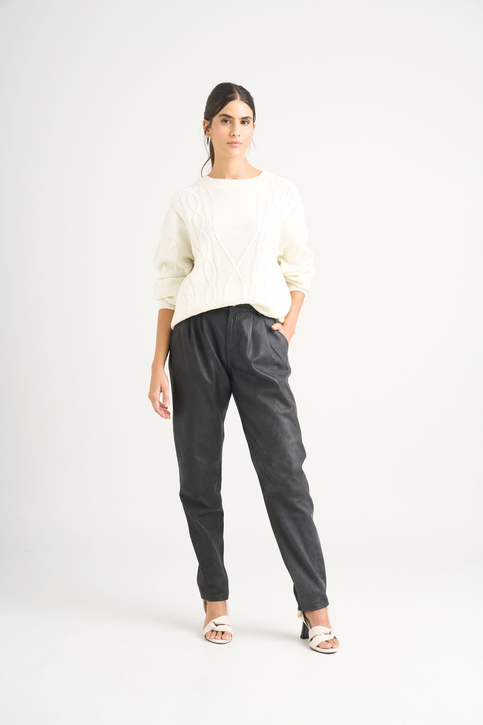 Vélez Sweater Tejido Layla Para Mujer Efecto Resinado Crema-1