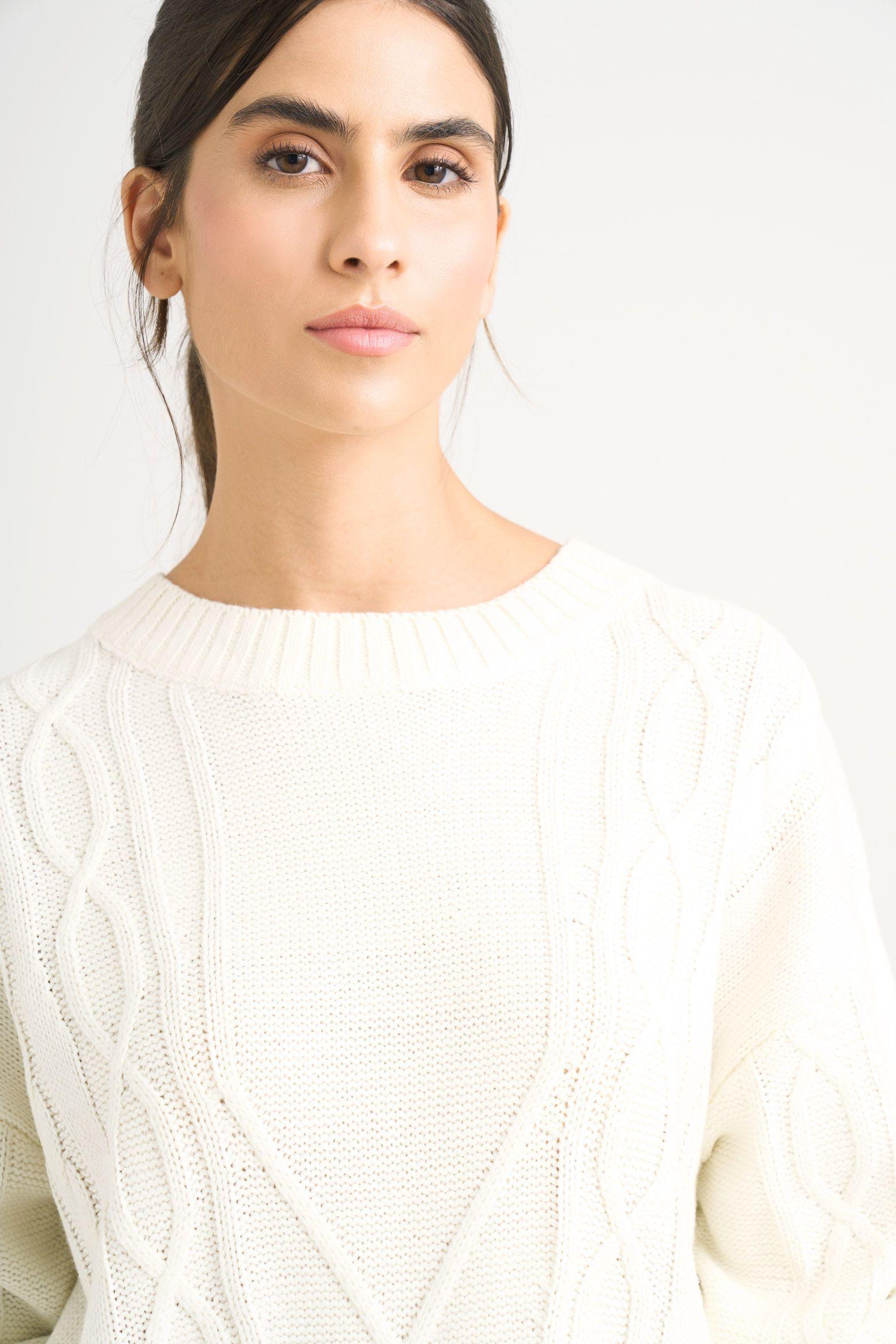 Vélez Sweater Tejido Layla Para Mujer Efecto Resinado Crema-2