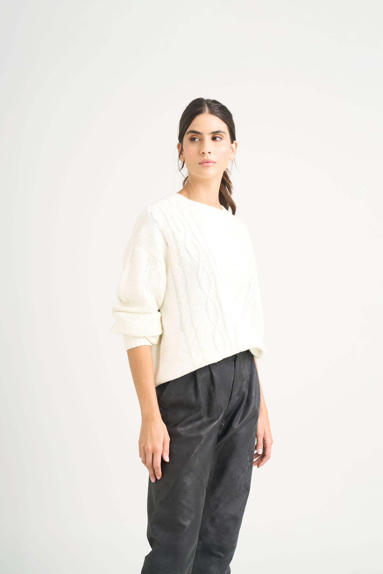 Vélez Sweater Tejido Layla Para Mujer Efecto Resinado Crema-3