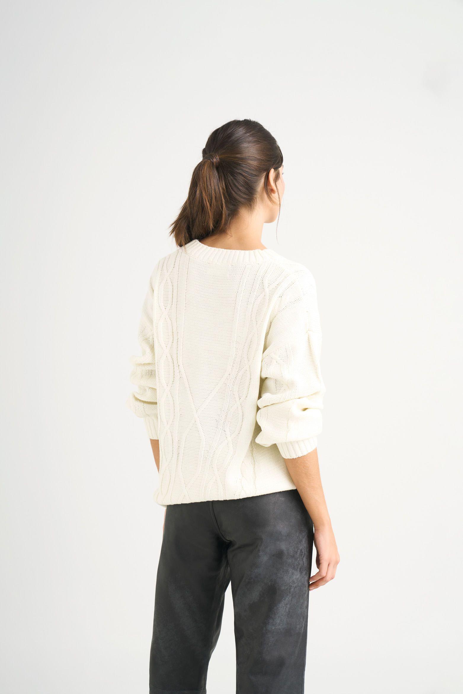 Vélez Sweater Tejido Layla Para Mujer Efecto Resinado Crema-5