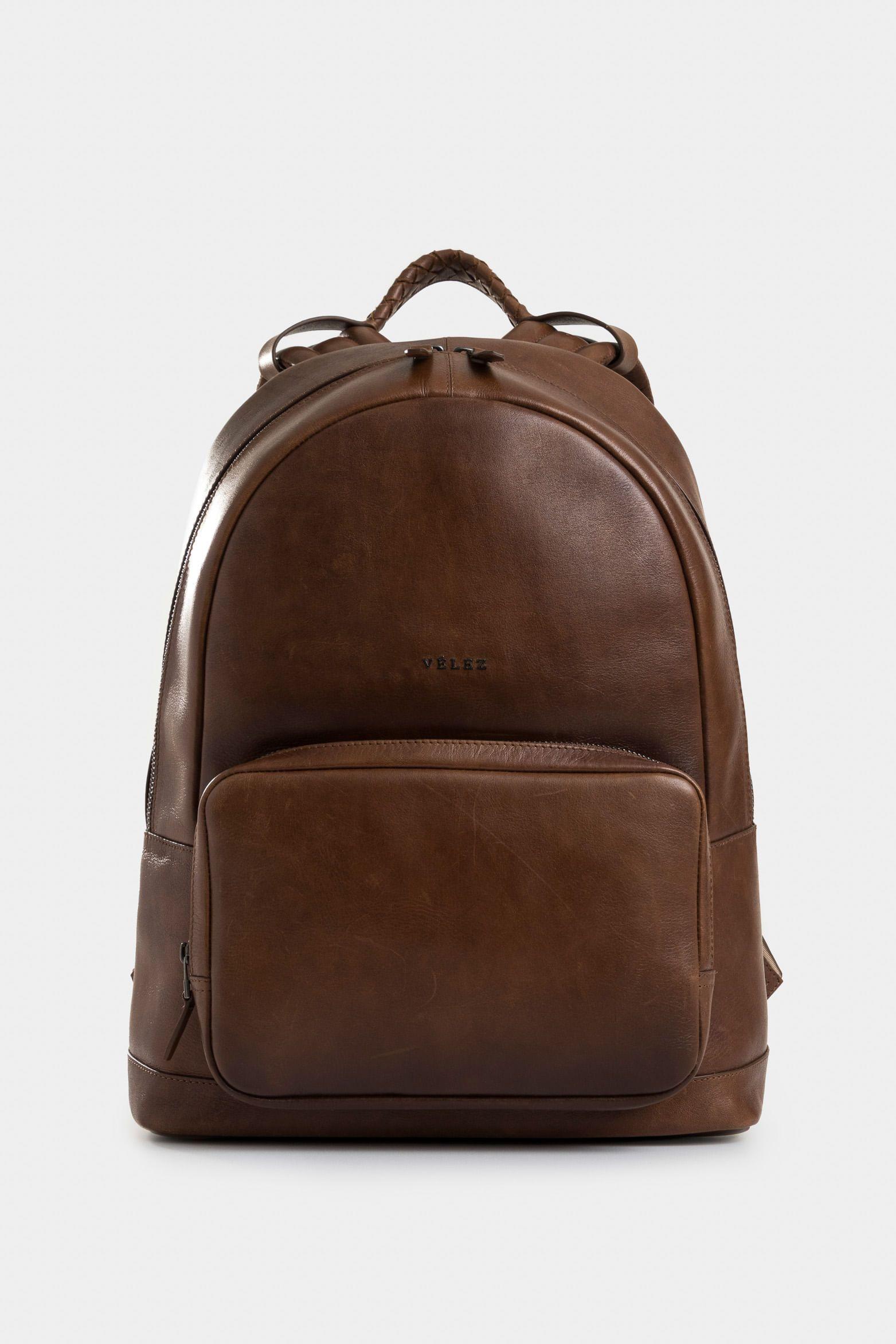 Morral Bolet de cuero gamuzado para hombre efecto vintage miel-0