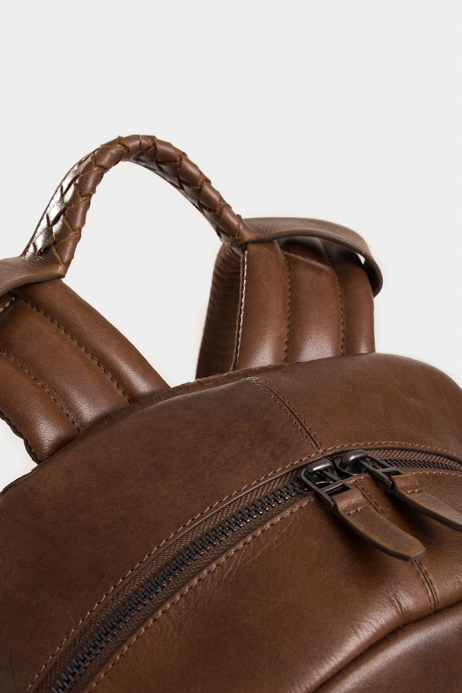 Morral Bolet de cuero gamuzado para hombre efecto vintage miel-3