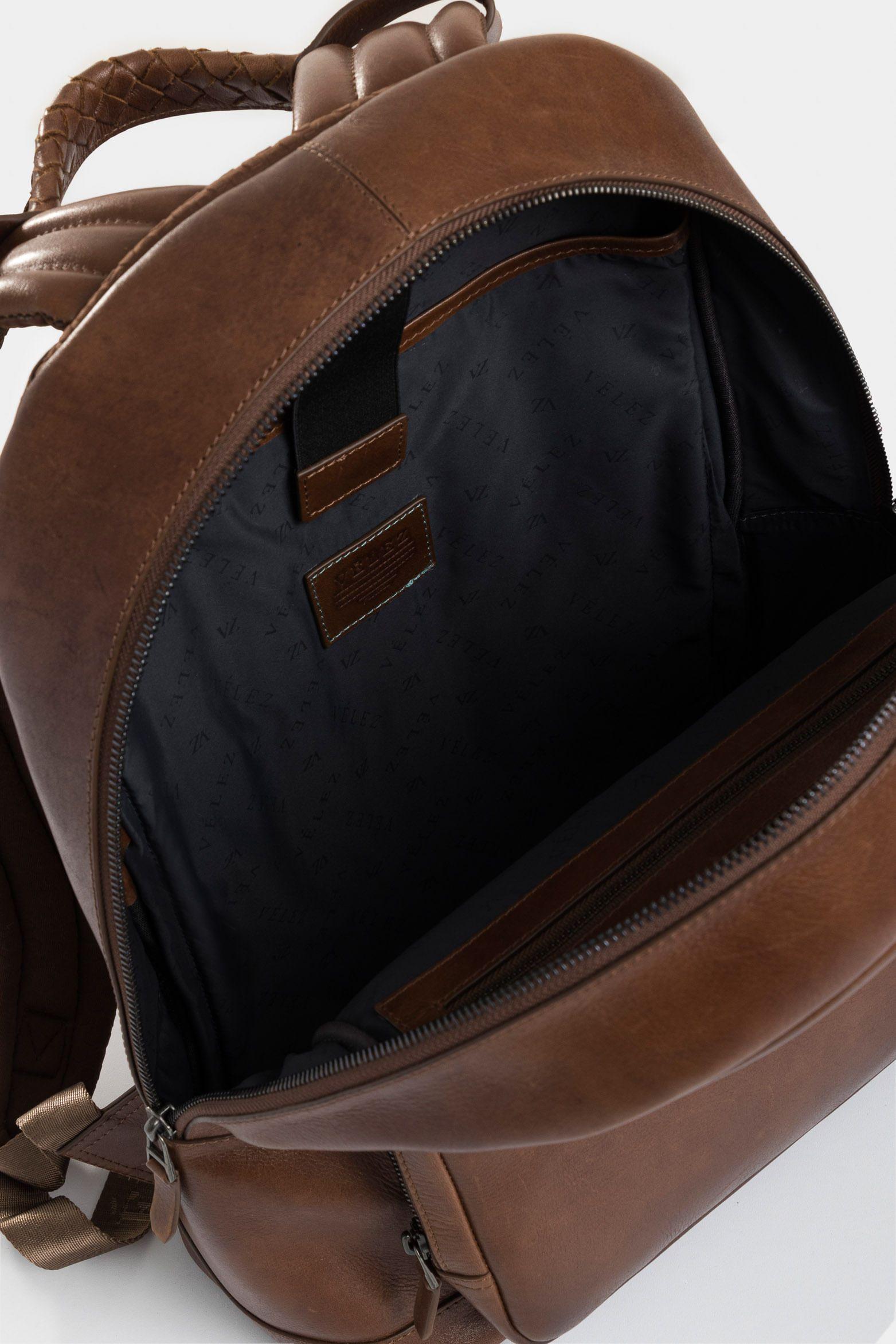 Morral Bolet de cuero gamuzado para hombre efecto vintage miel-4