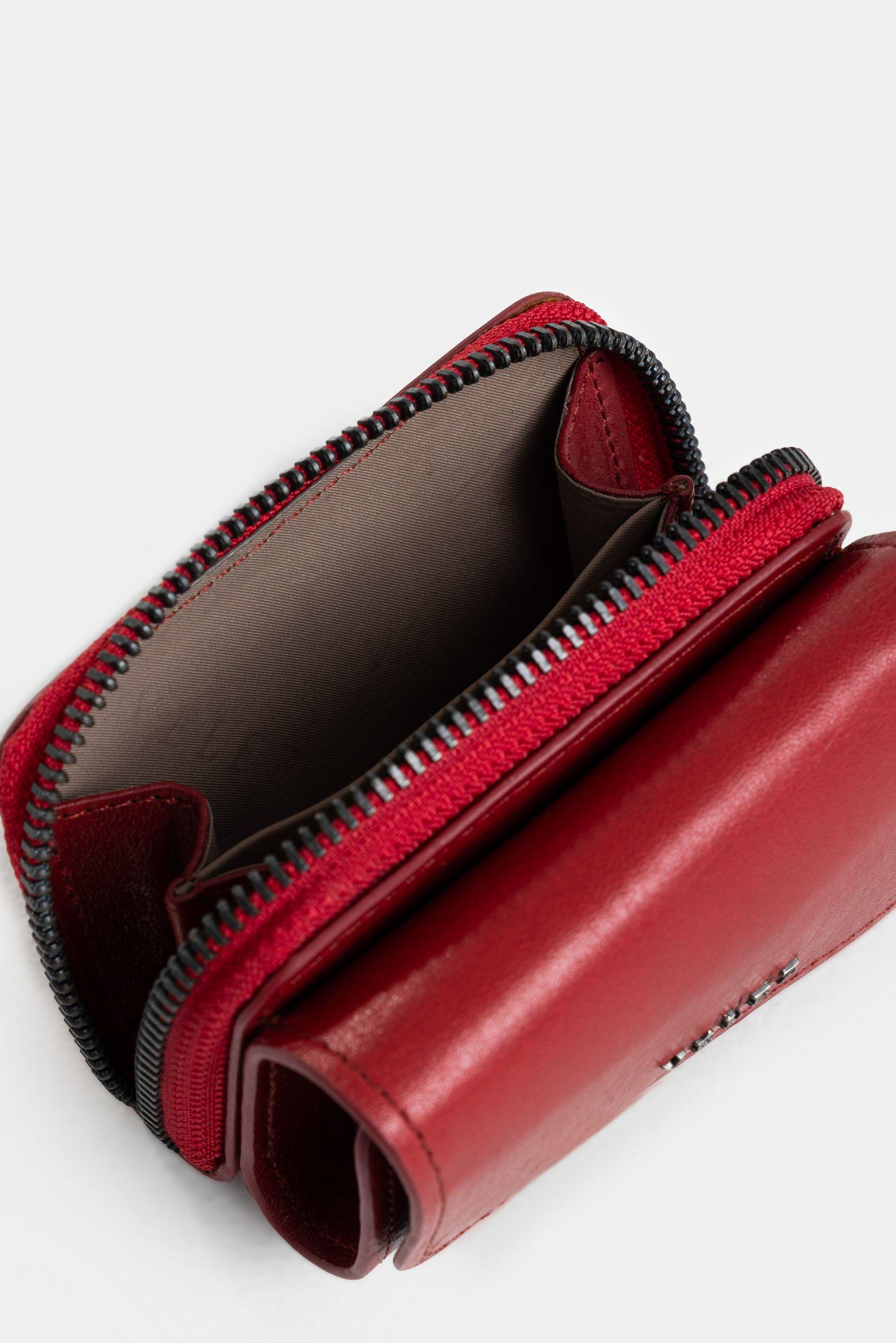 Vélez Monedero Tropical Cuero Mujer Broche Y Cremallera Rojo-4