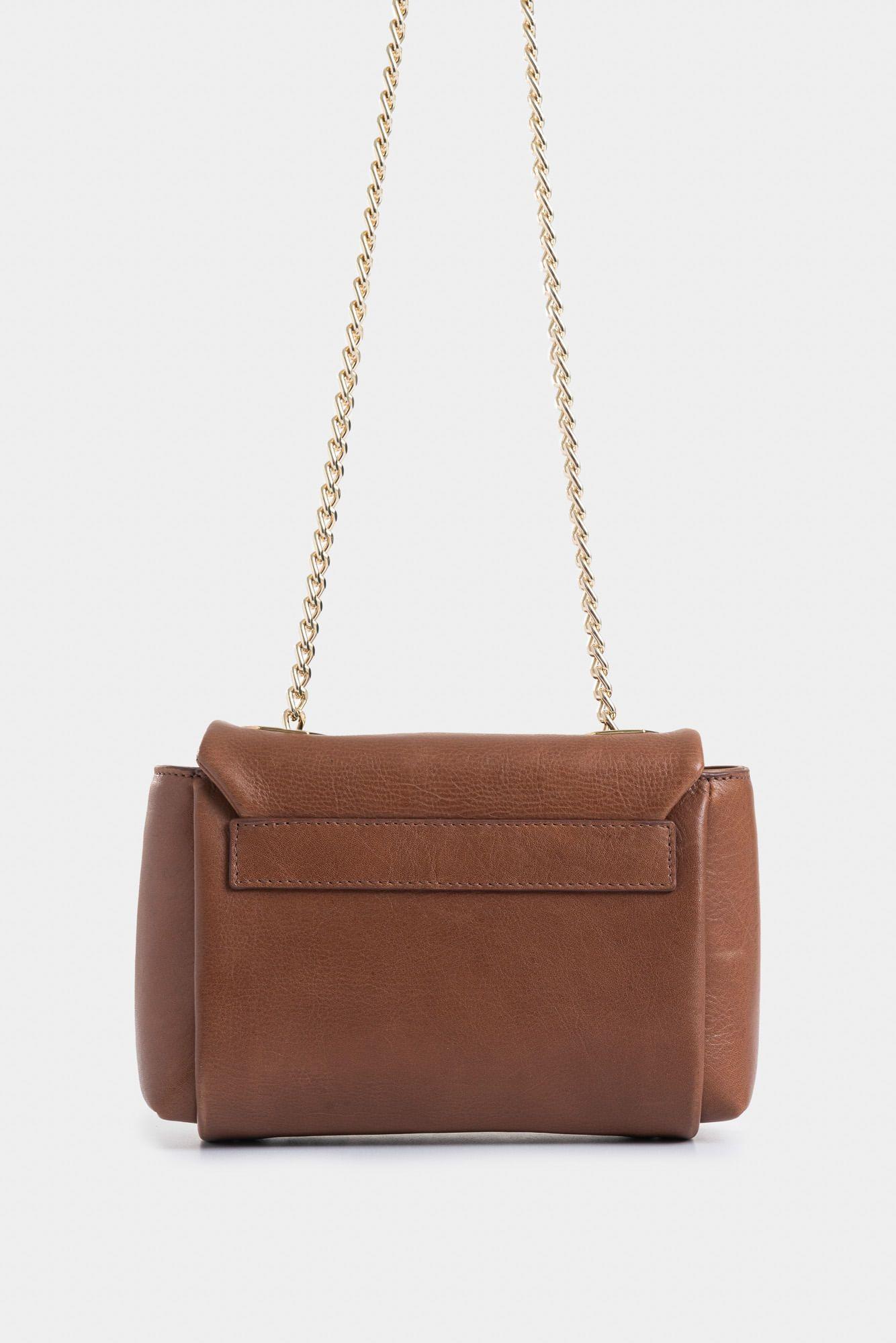 Manos libres mini Lili 3.0 de cuero para mujer cadena miel-2