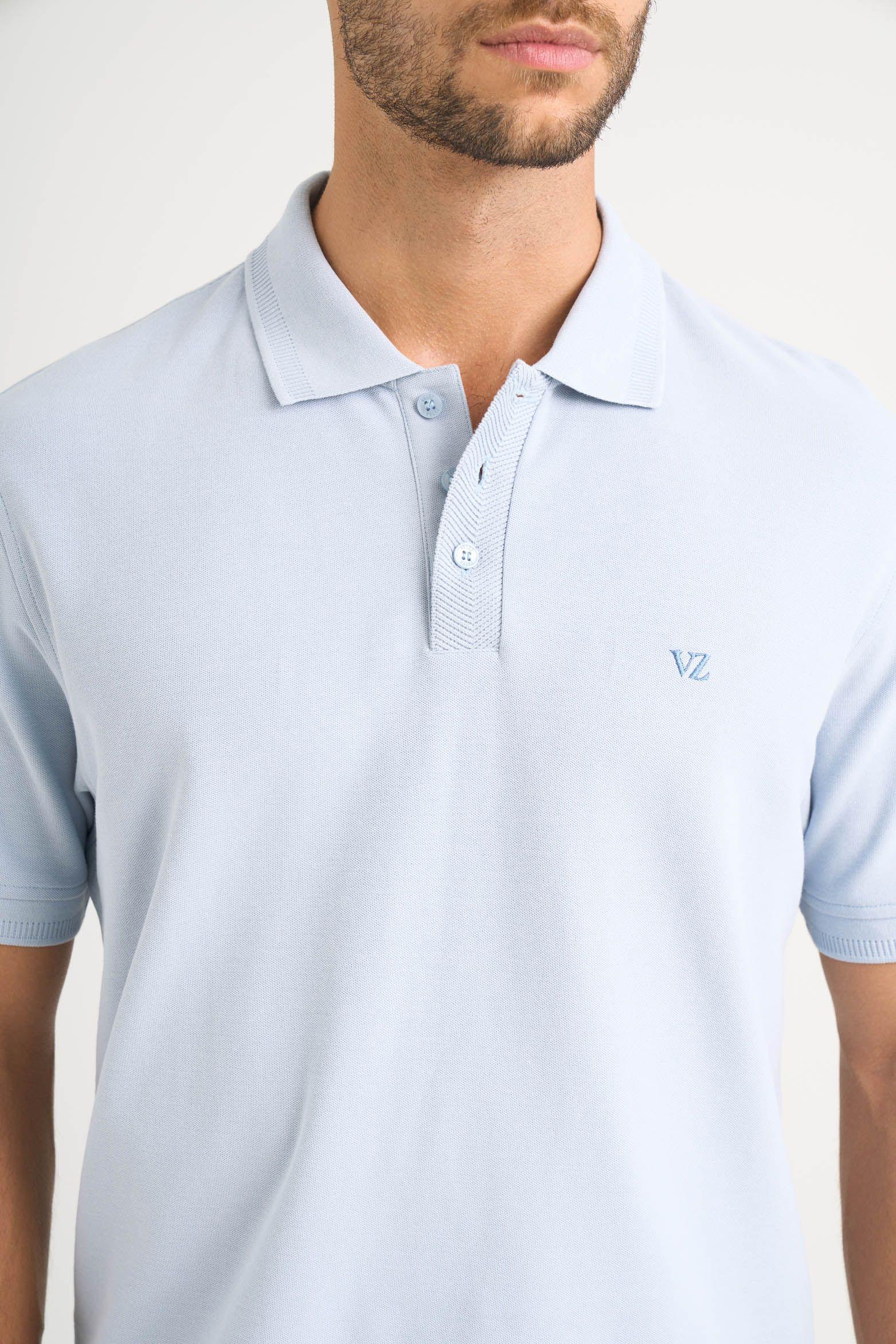 Vélez Polera Polo Hombre SemiFit Detalle Jacquard Azul Claro-4