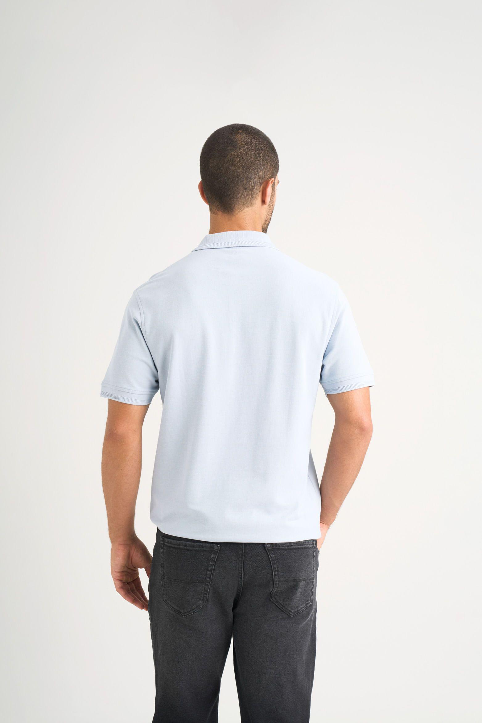 Vélez Polera Polo Hombre SemiFit Detalle Jacquard Azul Claro-5