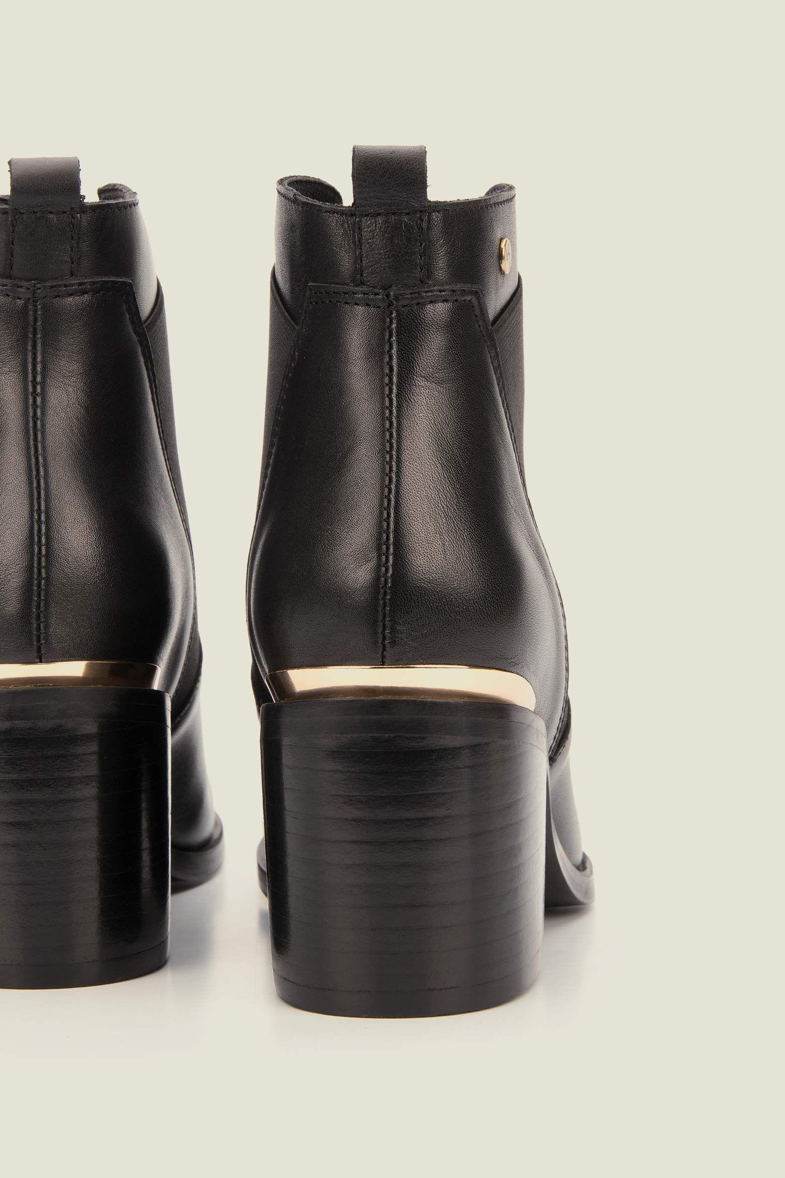Botines tacón Burgos de cuero aplique  negro-2