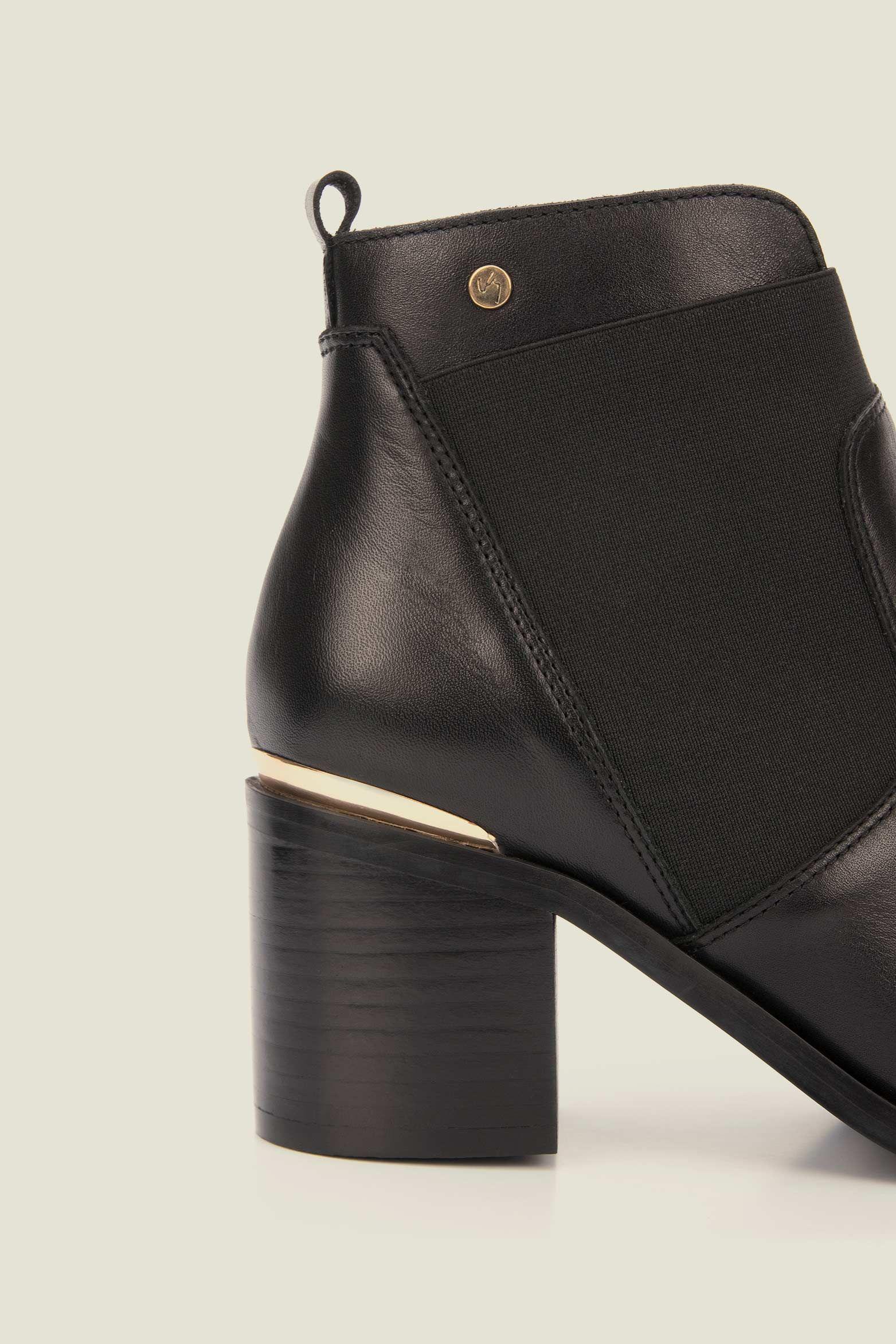 Botines tacón Burgos de cuero aplique  negro-3