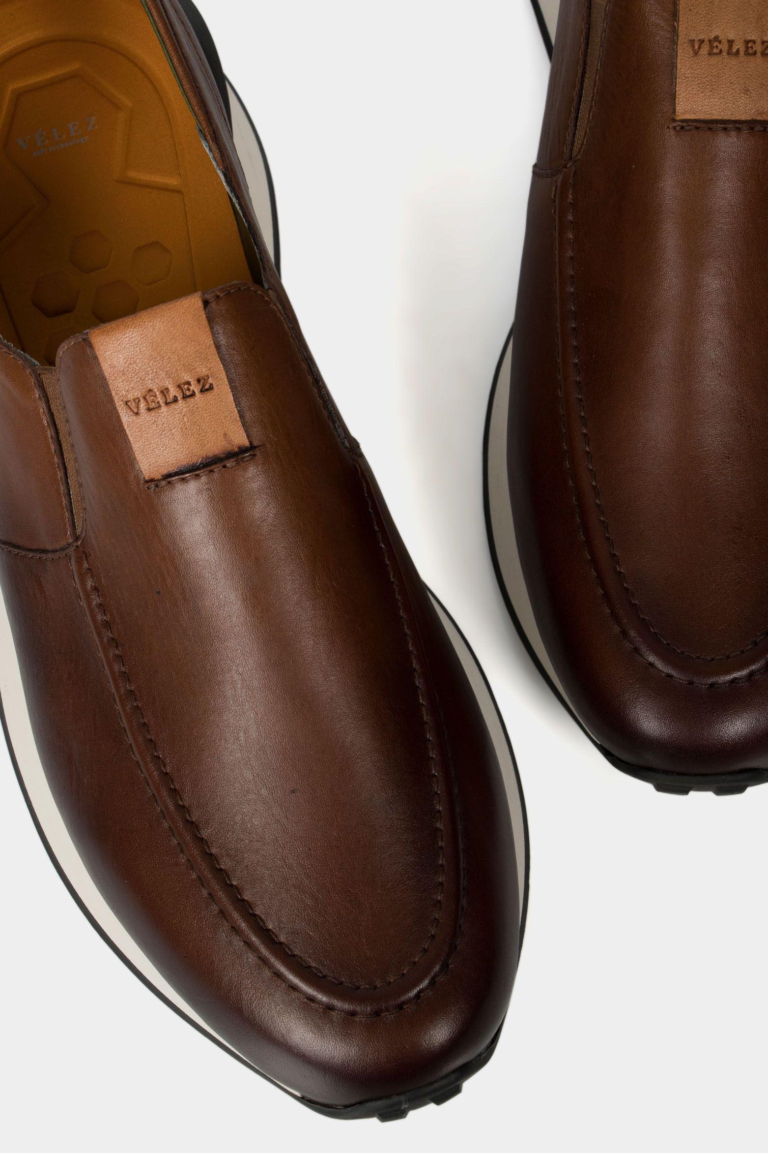 Vélez Mocasín Casuales Ciprés Cuero Hombre Inspiración Deportiva Miel-3