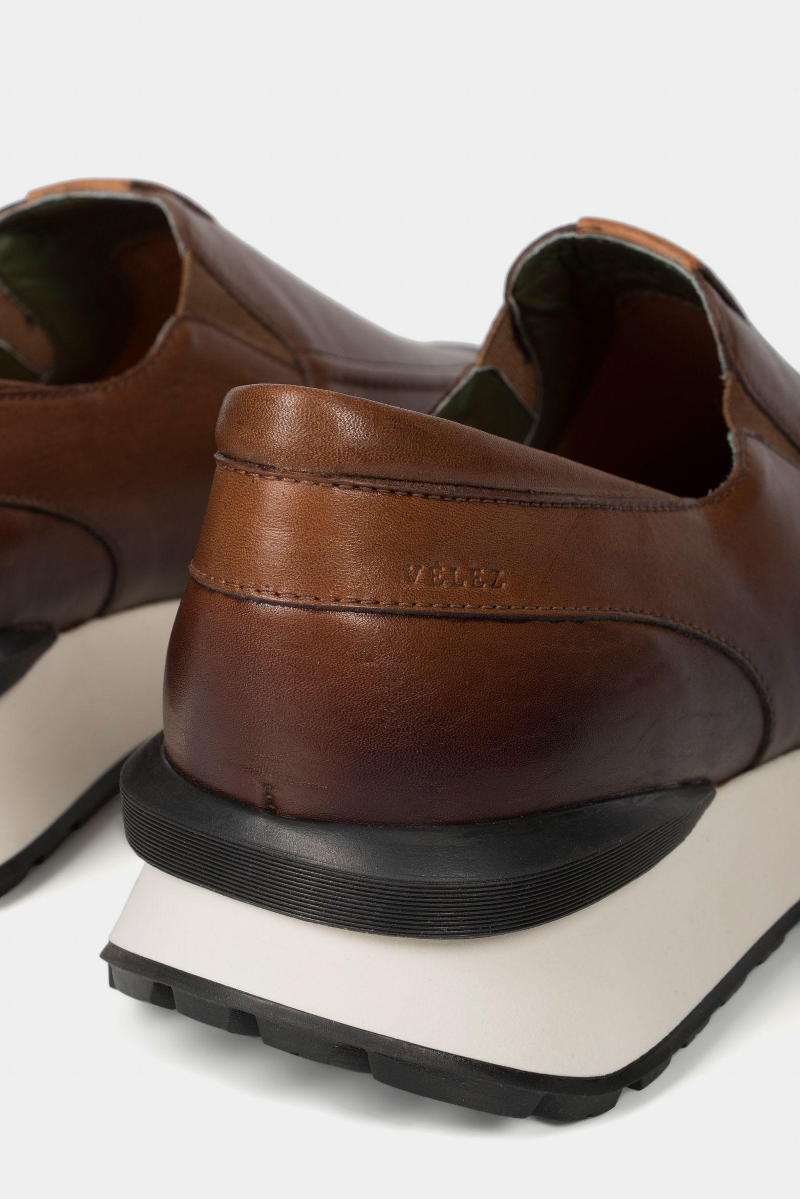 Vélez Mocasín Casuales Ciprés Cuero Hombre Inspiración Deportiva Miel-5