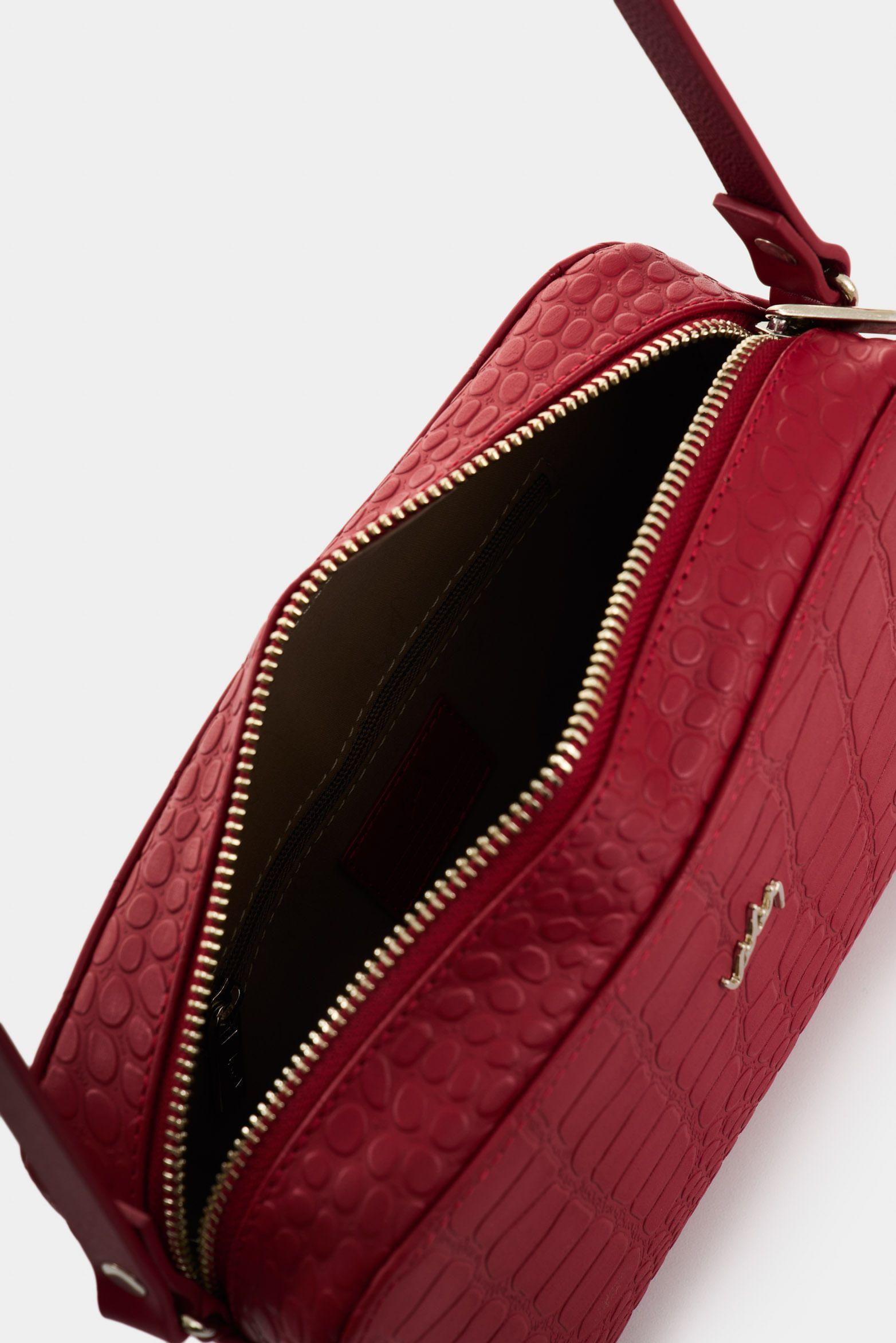 Vélez Bandolera De Cuero Grabado Para Mujer Verona Rojo-4