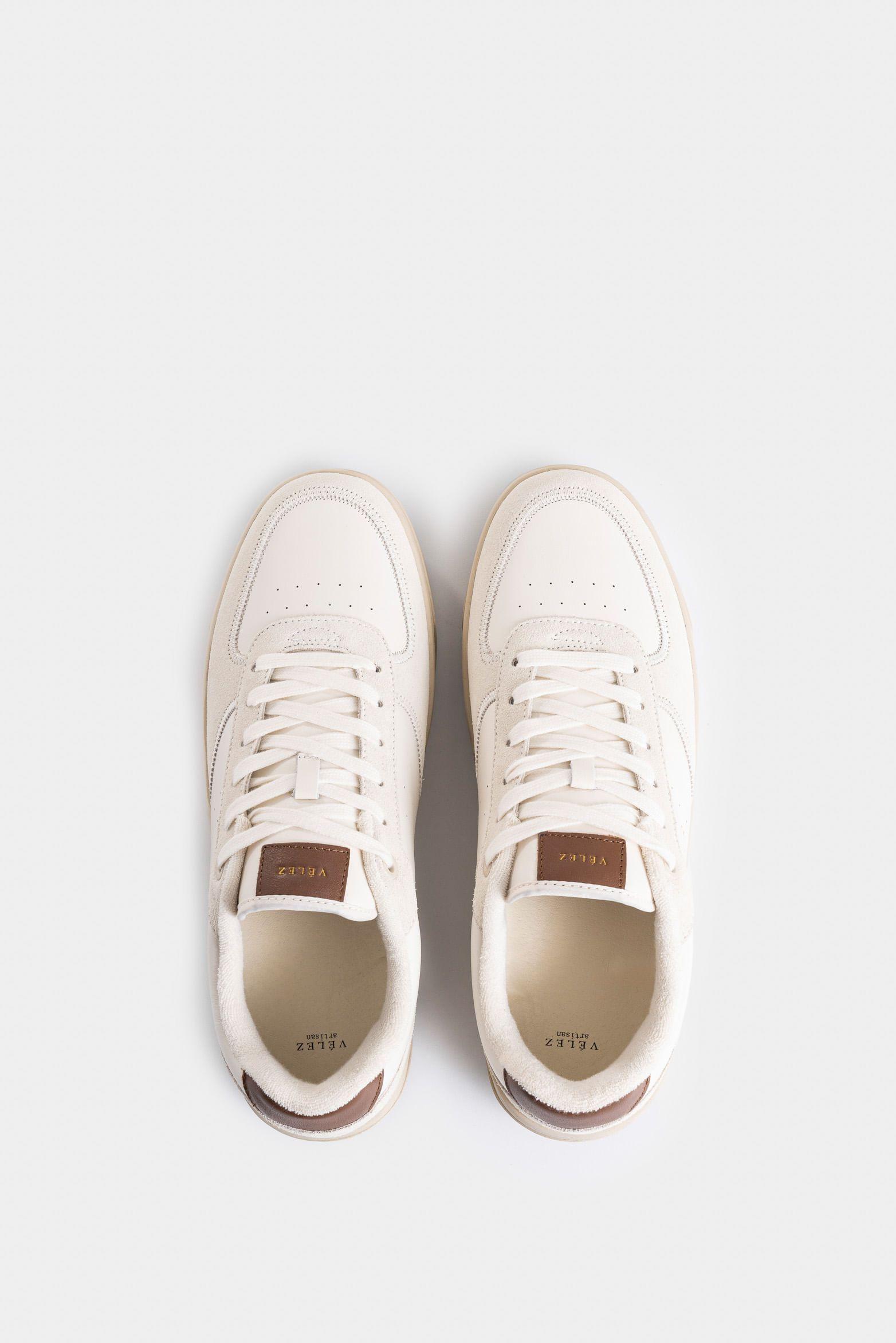 Tenis Lyra de cuero para hombre suela extra liviana blanco-3