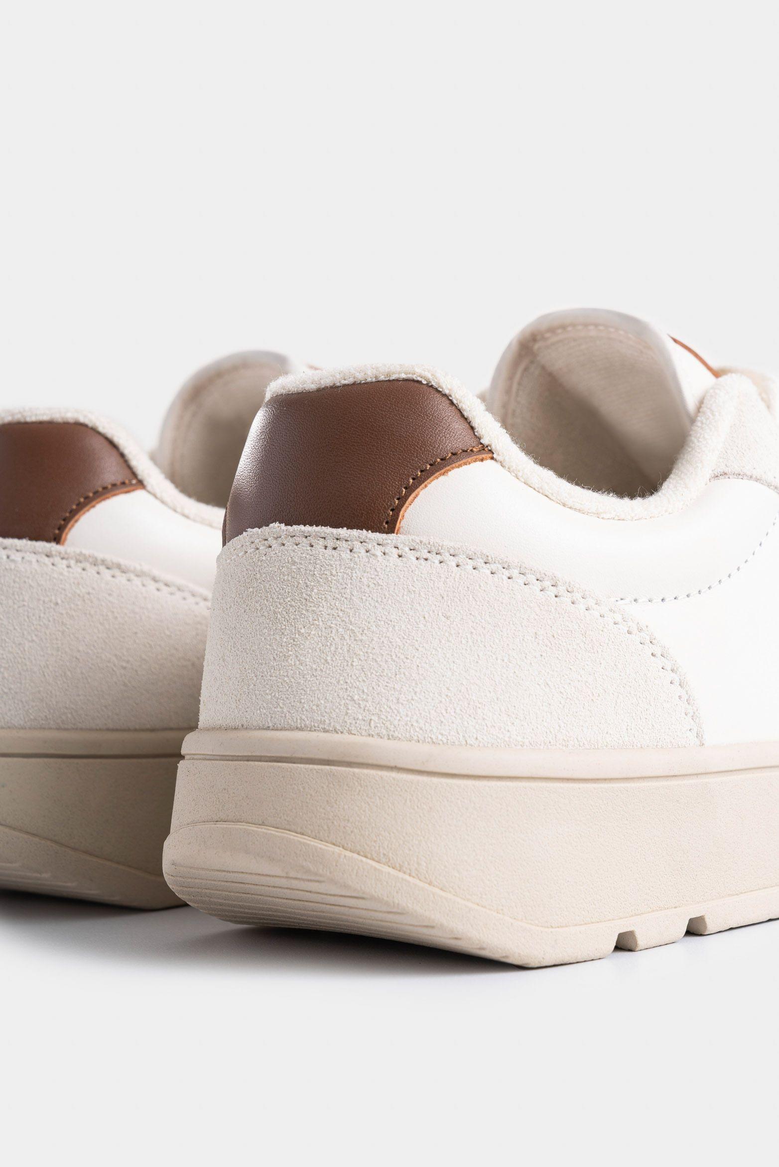 Tenis Lyra de cuero para hombre suela extra liviana blanco-4