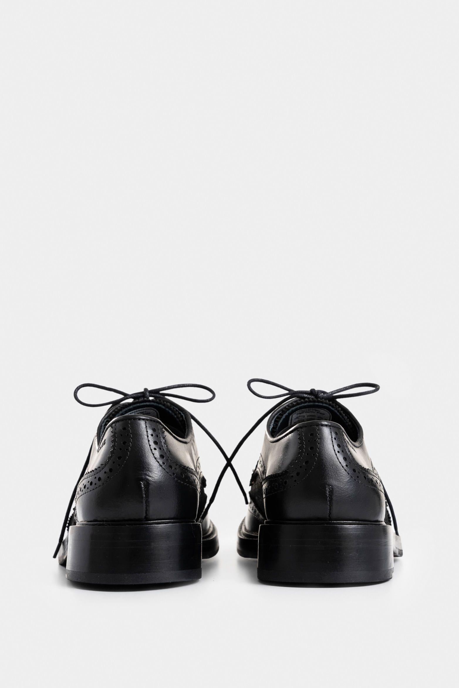 Zapatos cordón solar de cuero para hombre combinación de texturas negro-2