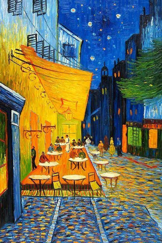 Kit bordado o pintura por diamante Café Arlés Van Gogh 30x40-0