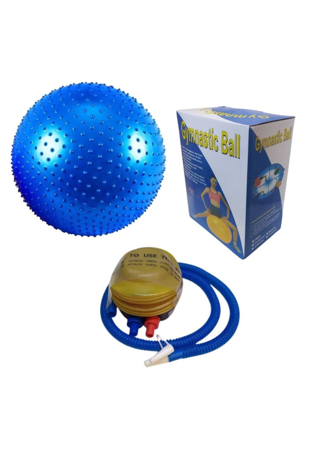 Pelota Erizo pilates yoga 65 cm azul + inflador Ak Sport-1