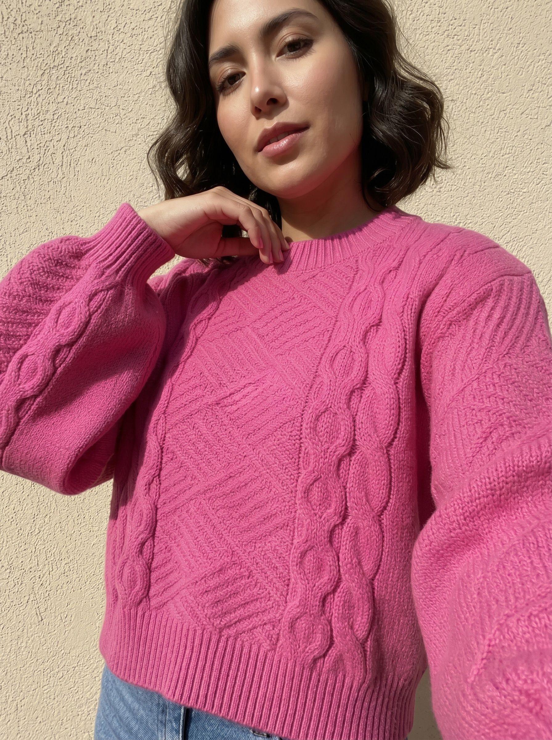 Sweater Manga Globo Mujer Tejido Premium Talla Unica Rosa-0