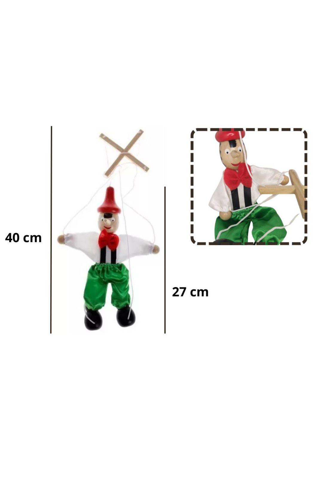 Títere Marioneta Payaso  Pinocho  Verde Con Rojo PB-C8-1