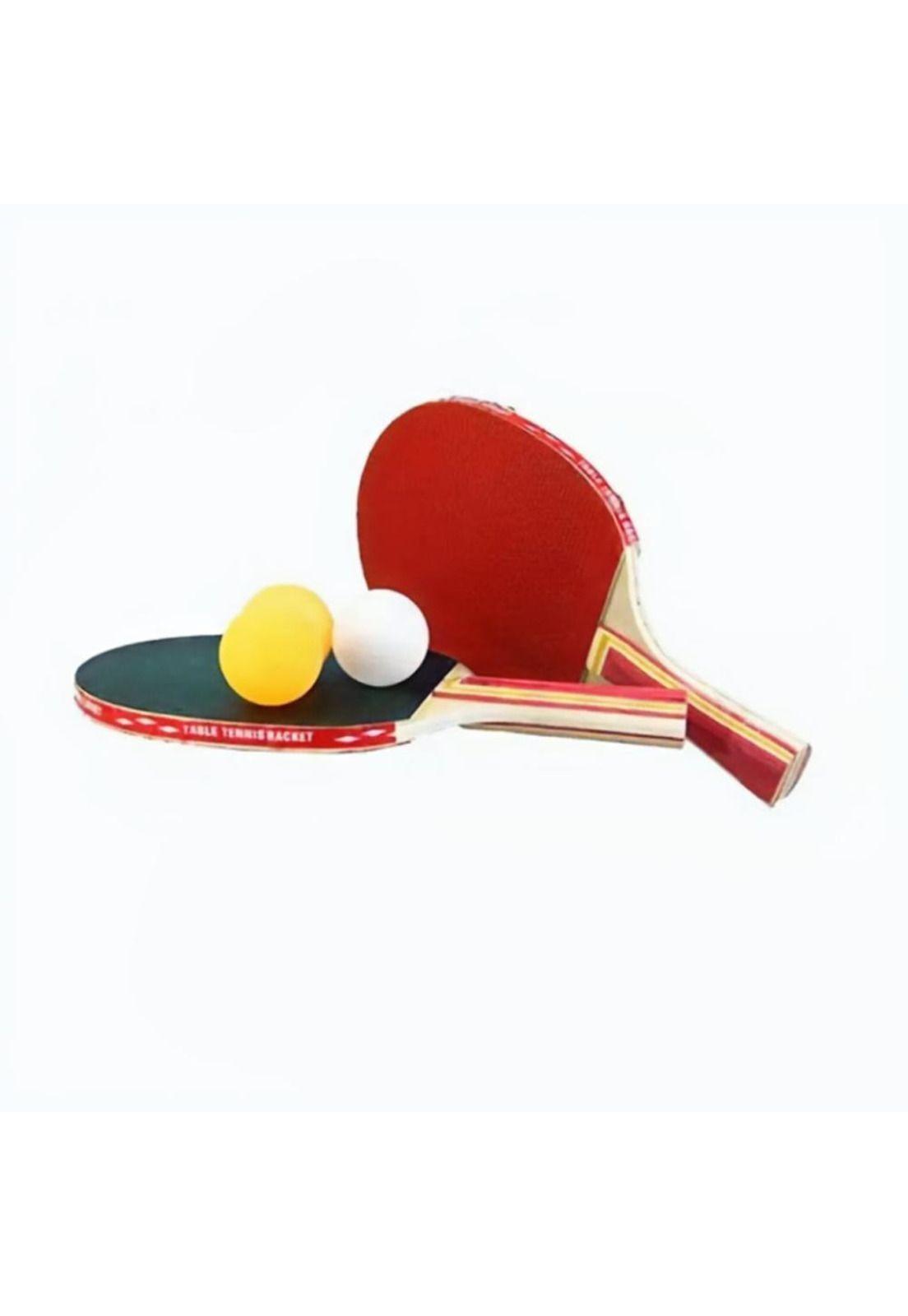 Paletas de ping ping + 3 pelotas set de 2 raquetas de madera-2