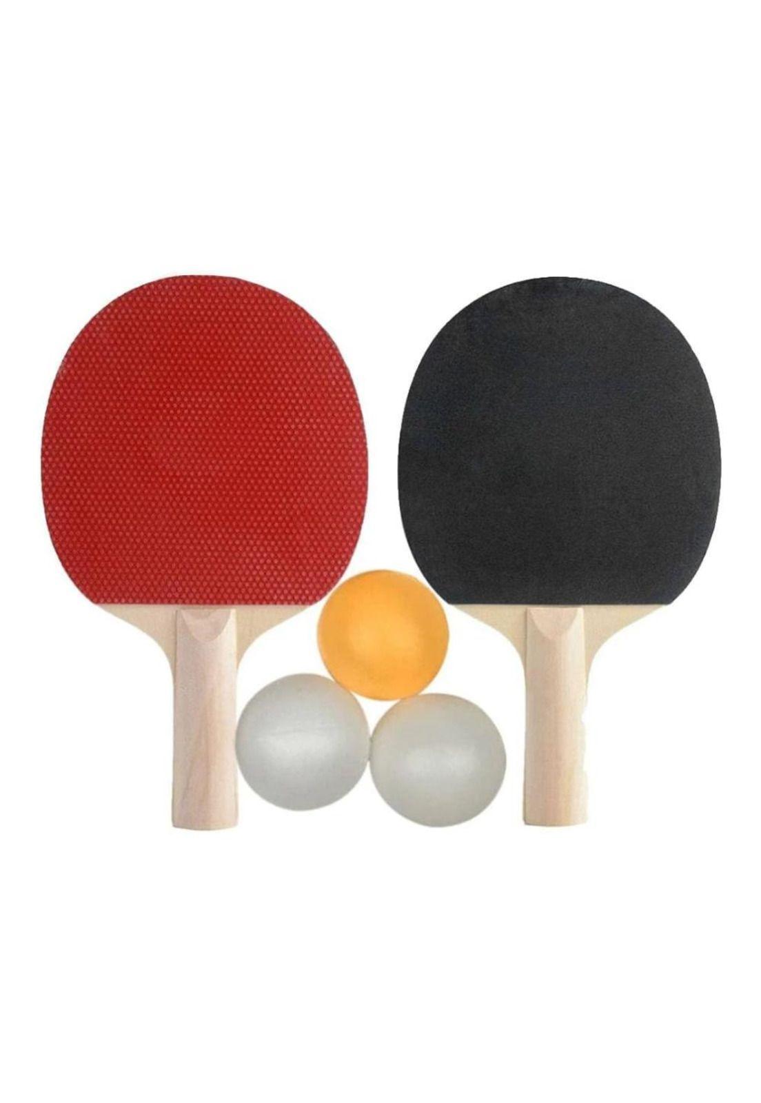 Paletas de ping ping + 3 pelotas set de 2 raquetas de madera-3