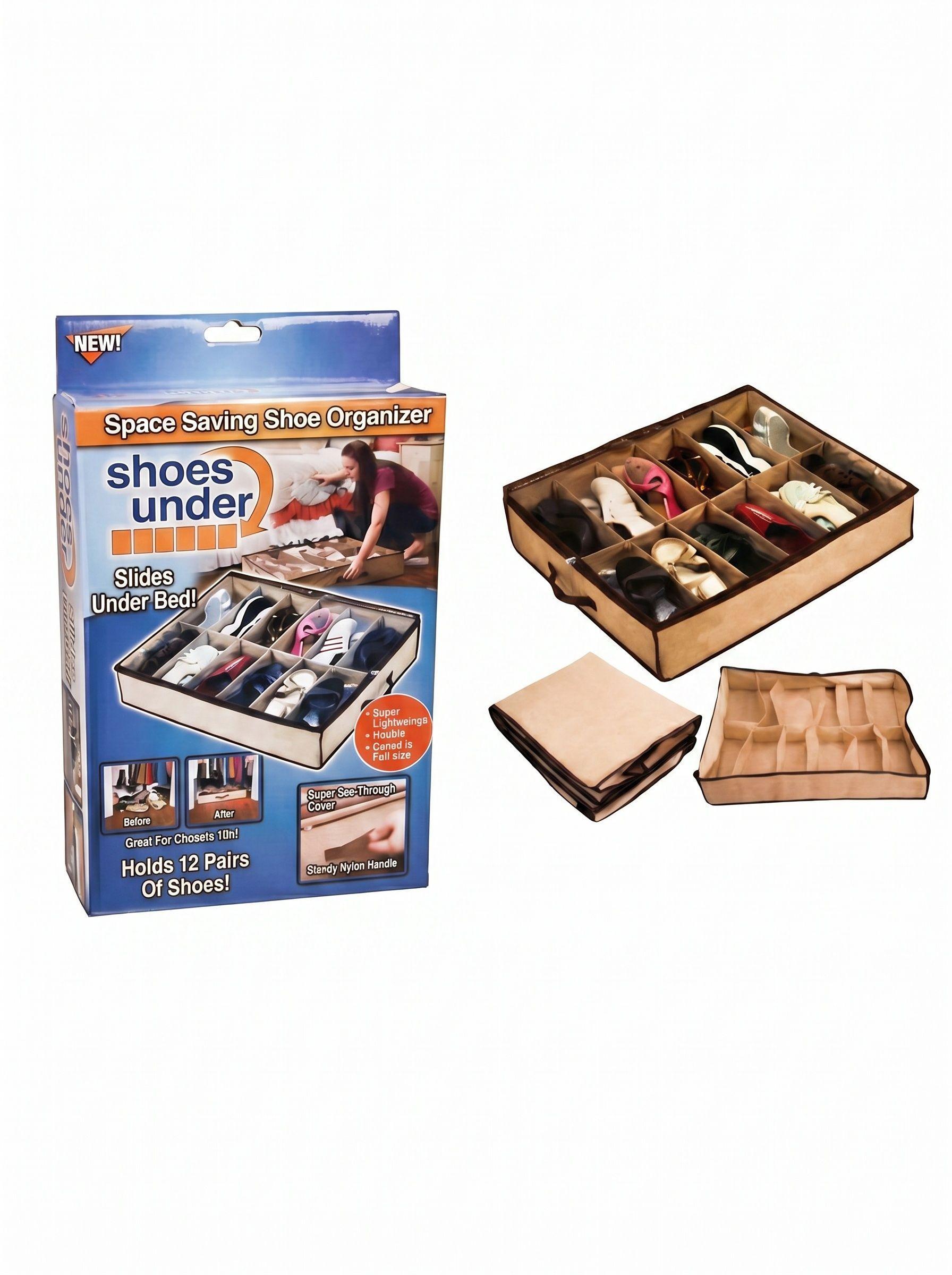 Organizador De Zapatos Bajo Cama plegable Con Tapa Para 12 Pares-2