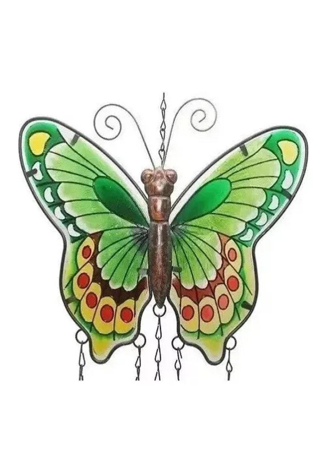 Mariposa Colgante Con Sonido Vitral Cobre Grande PB-B3-1