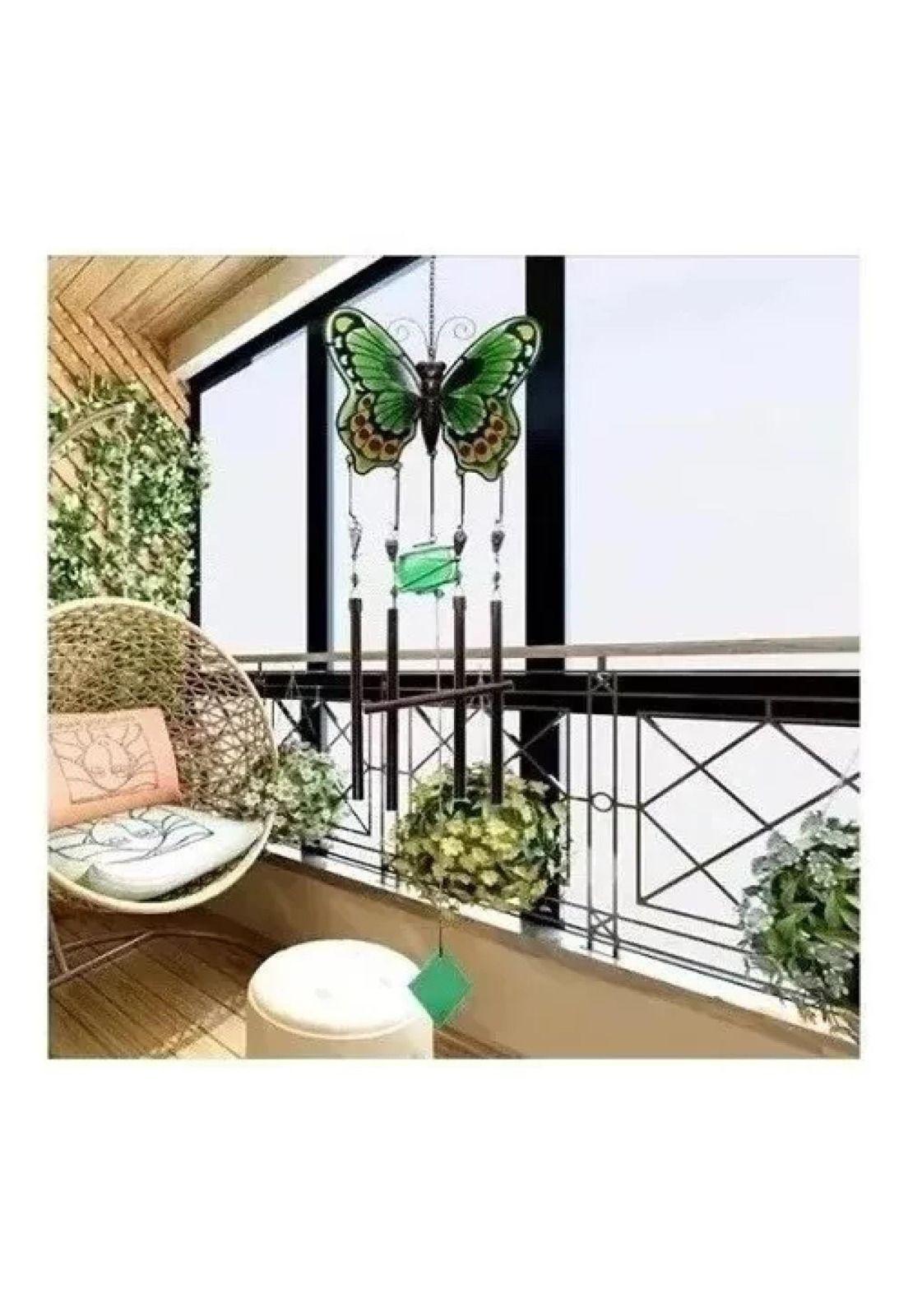 Mariposa Colgante Con Sonido Vitral Cobre Grande PB-B3-2