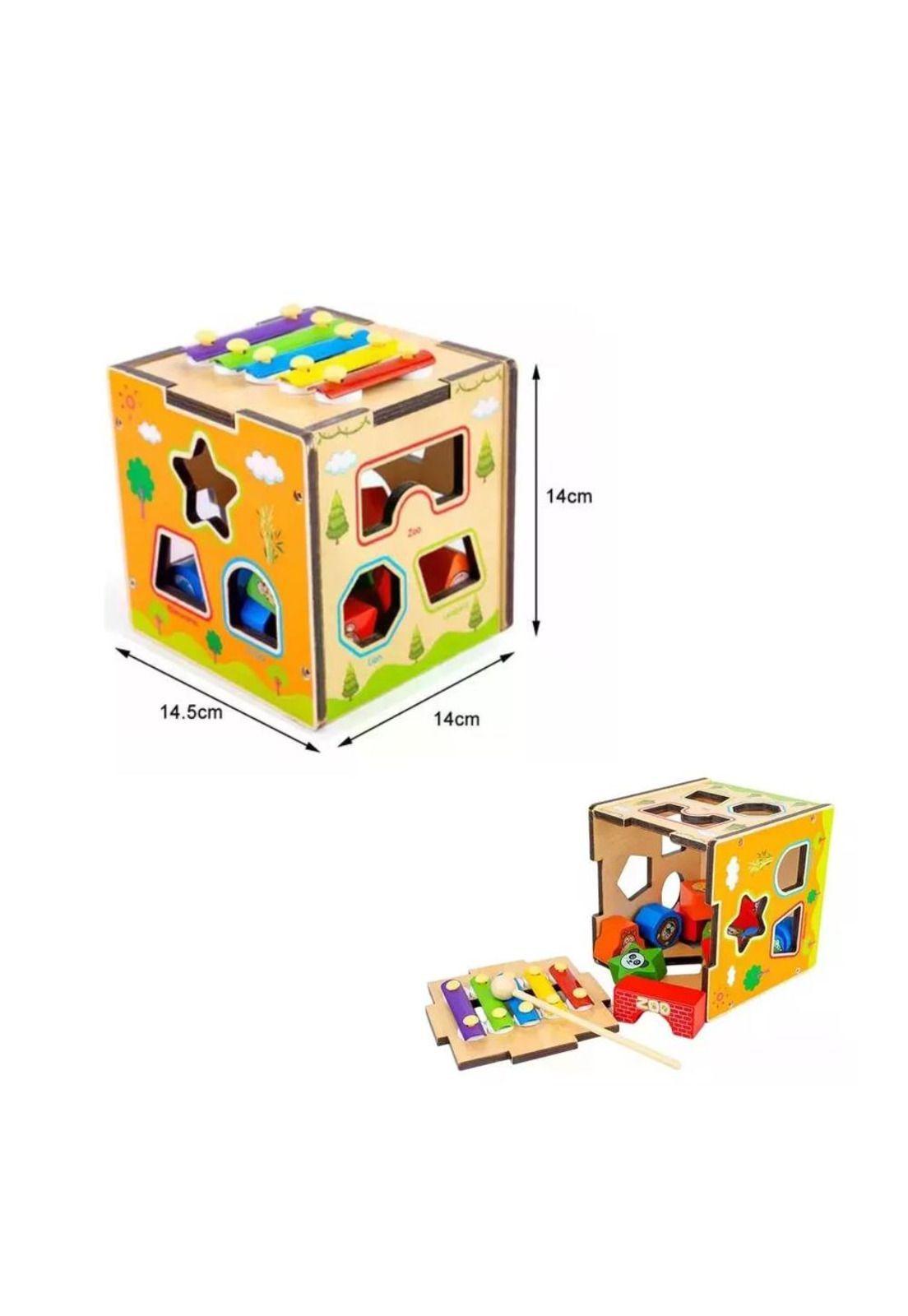Cubo Didáctico Estimulación Temprana Montessori Metalófono Multicolor-2