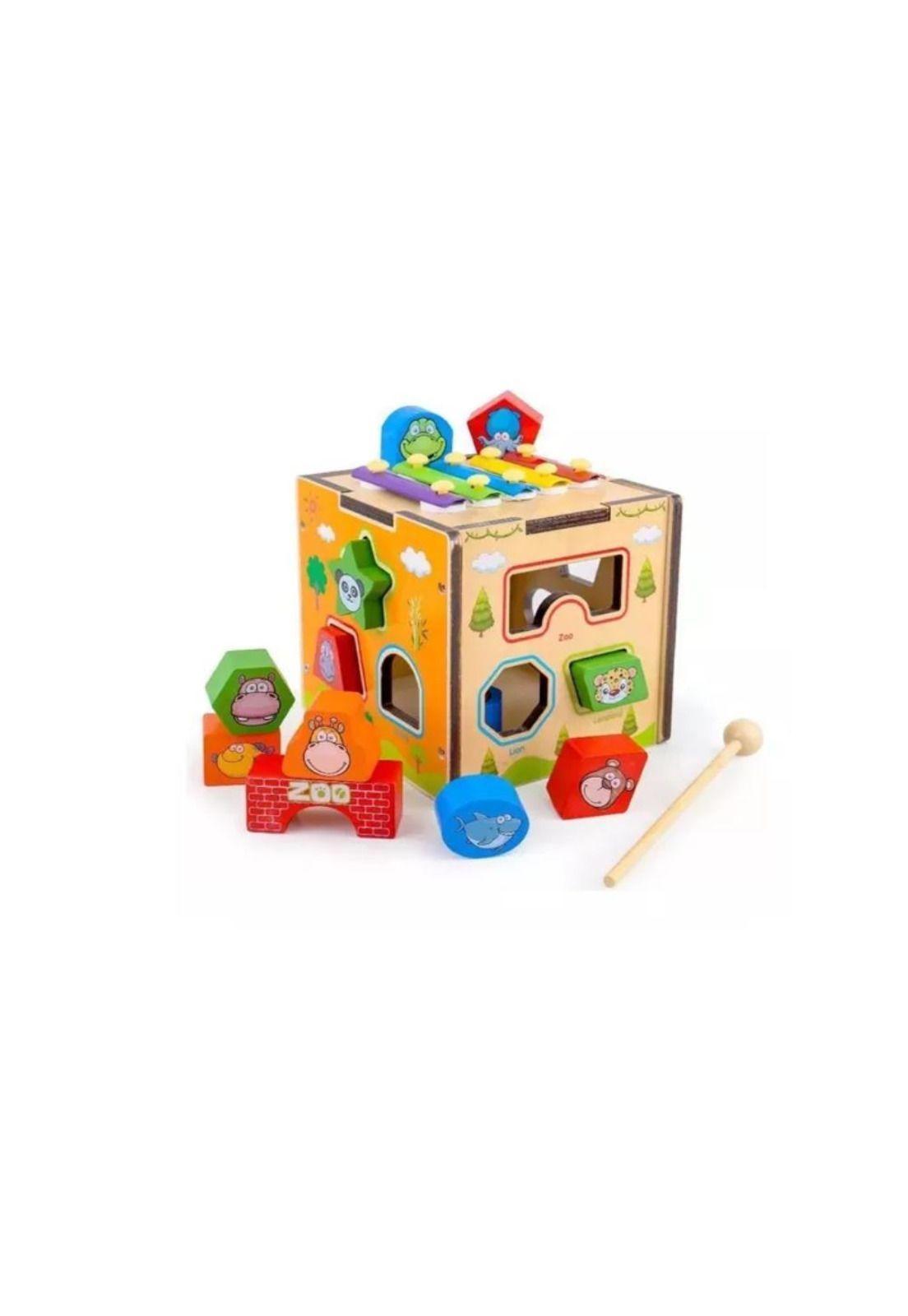 Cubo Didáctico Estimulación Temprana Montessori Metalófono Multicolor-3