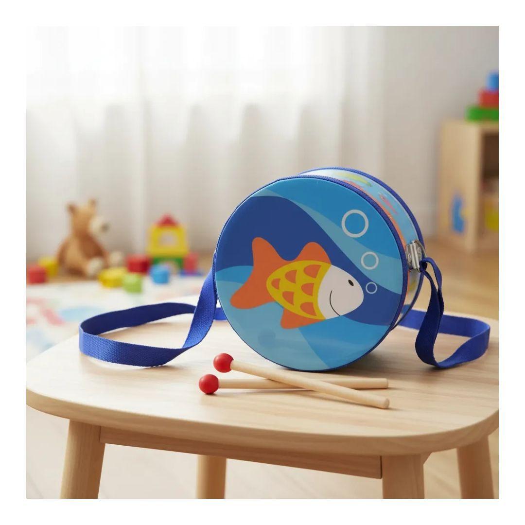 Tamboril Musical Infantil Con Mazos Diseño Pez-2