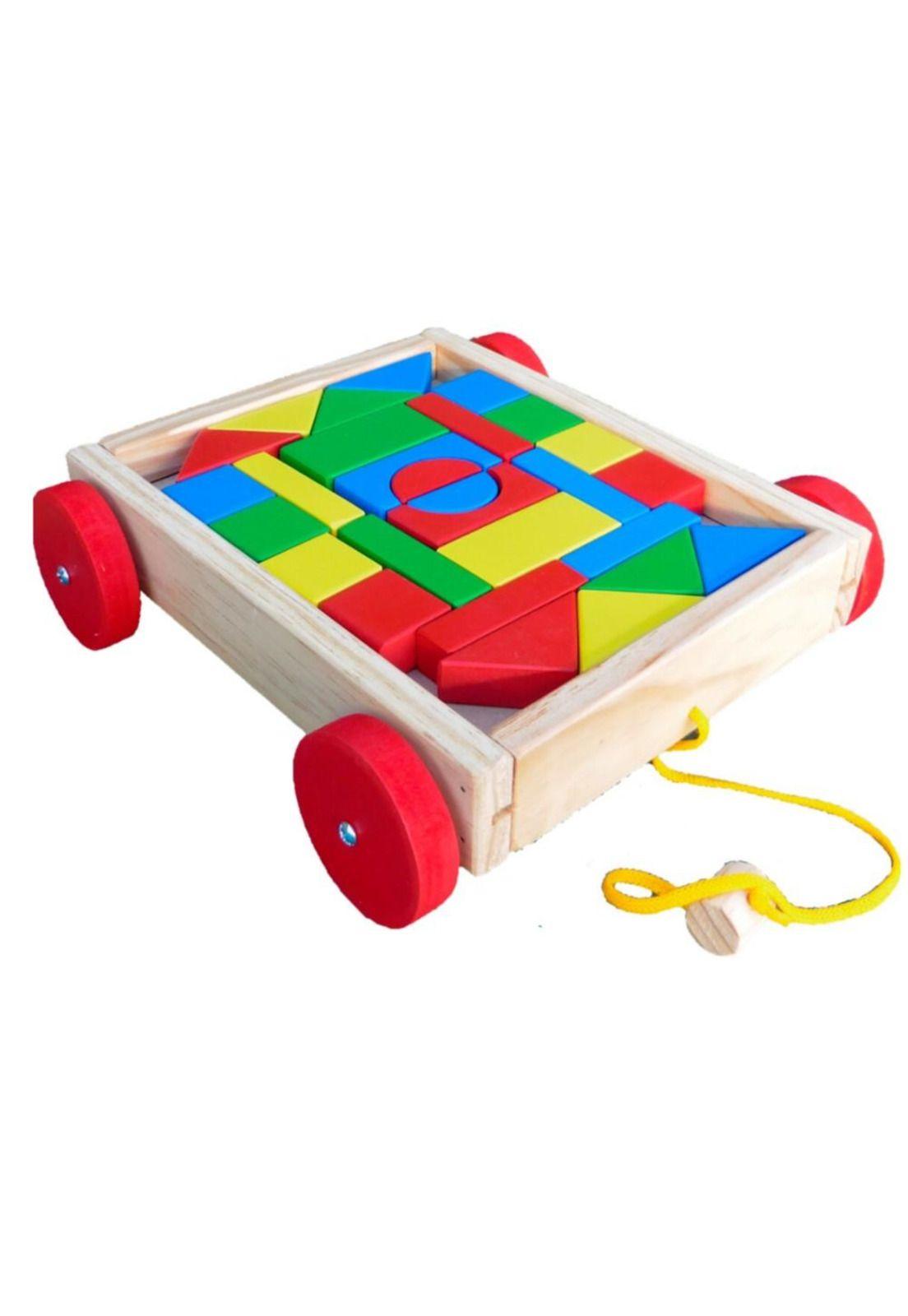 Carro de arraste madera figuras encajes. Artidix PB-B2-0
