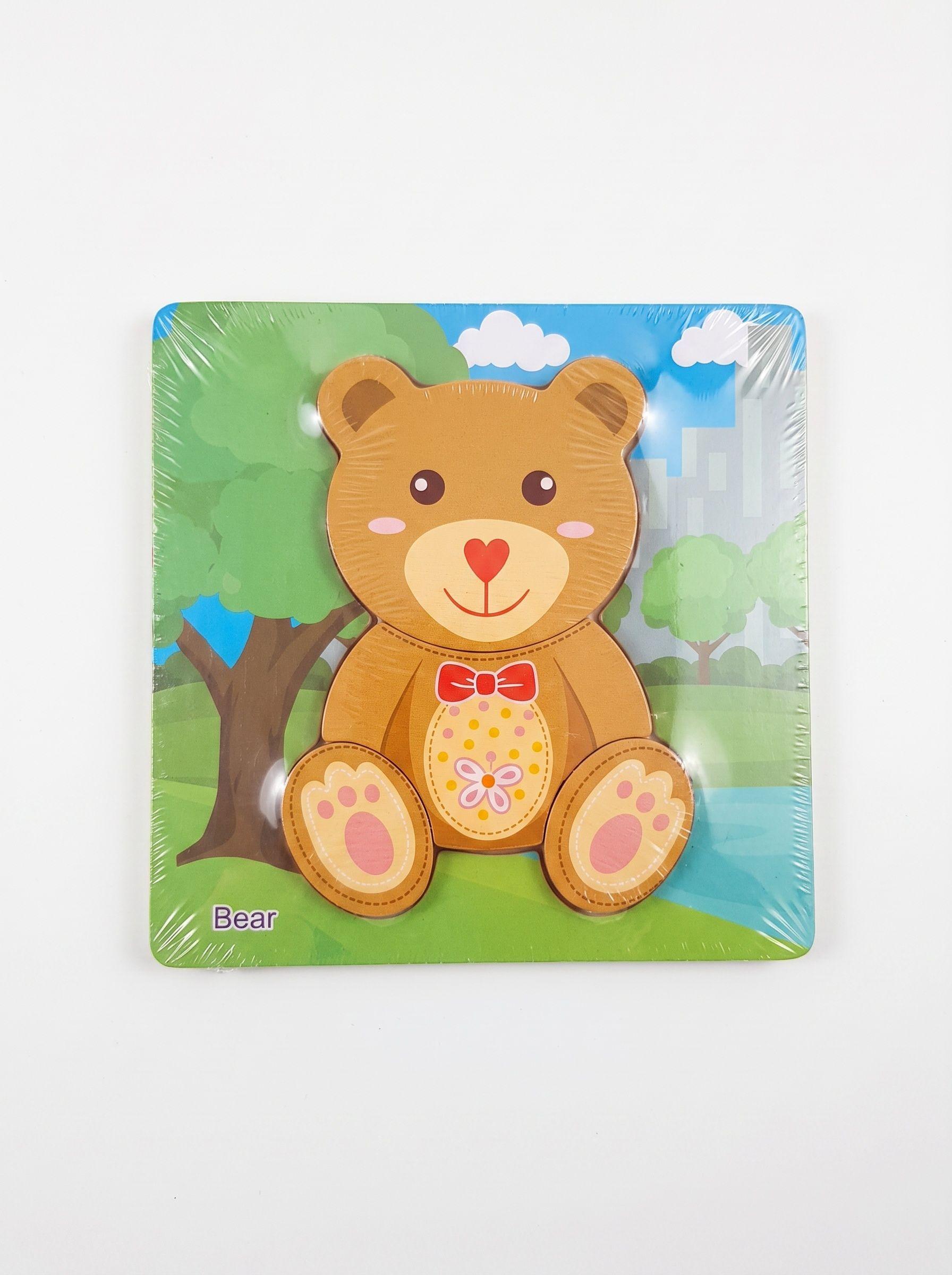 Rompecabezas Madera Oso Didáctico Para Niños 15cm-2