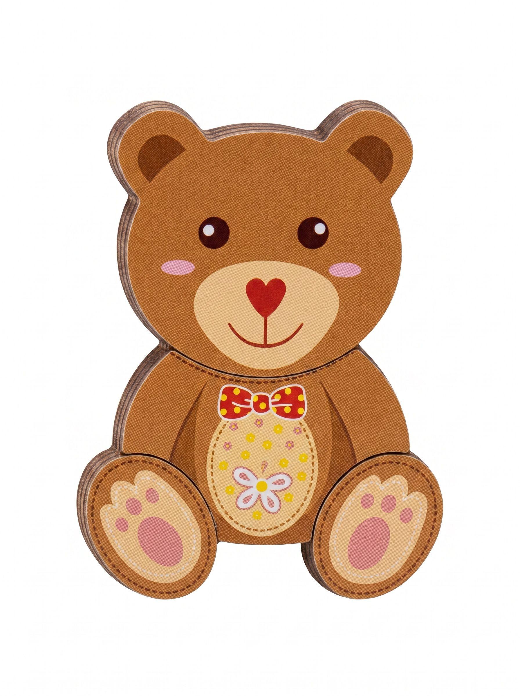 Rompecabezas Madera Oso Didáctico Para Niños 15cm-4
