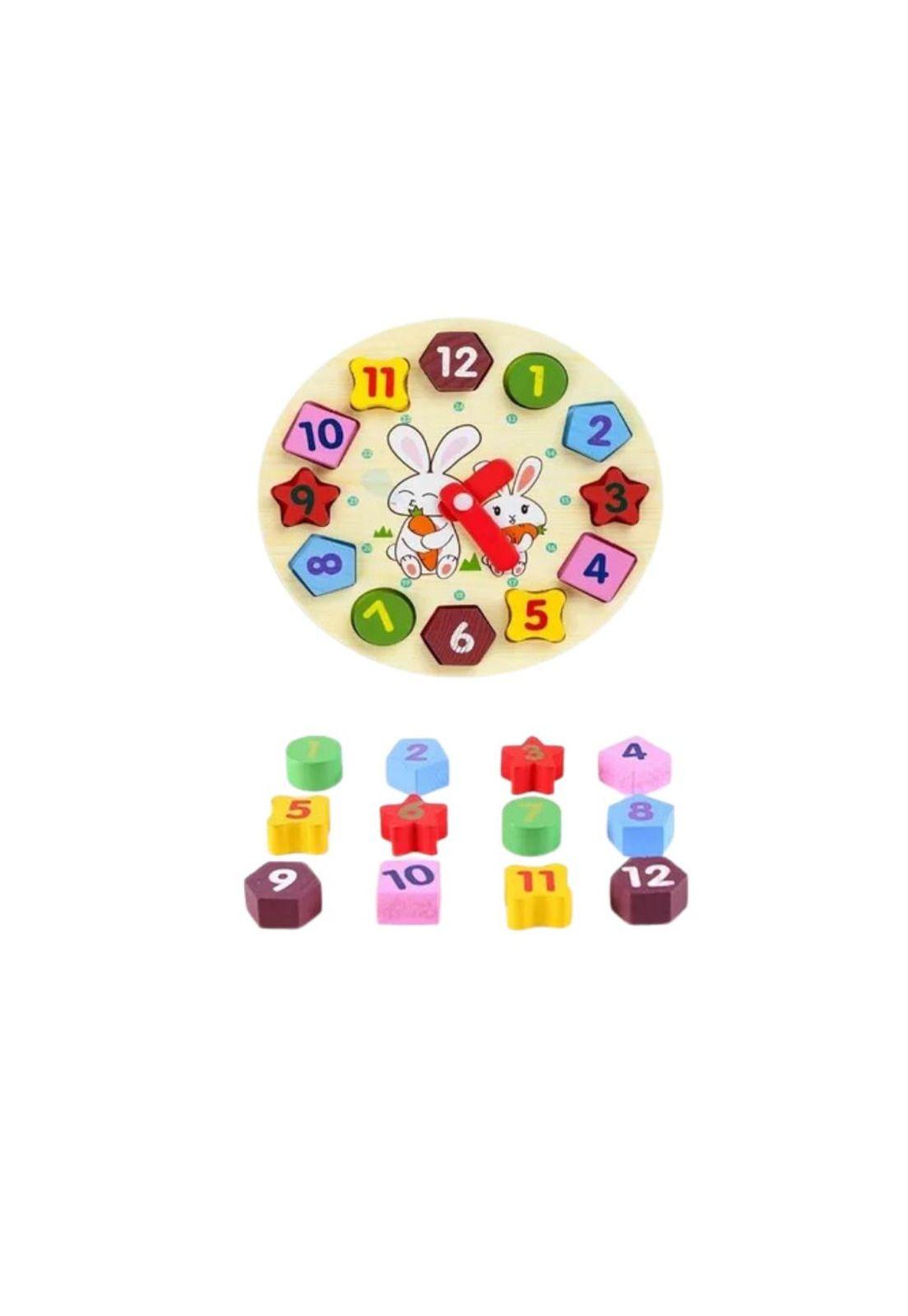 Reloj Figuras Geométrica Encaje De Madera Para Niños PB-C3-3