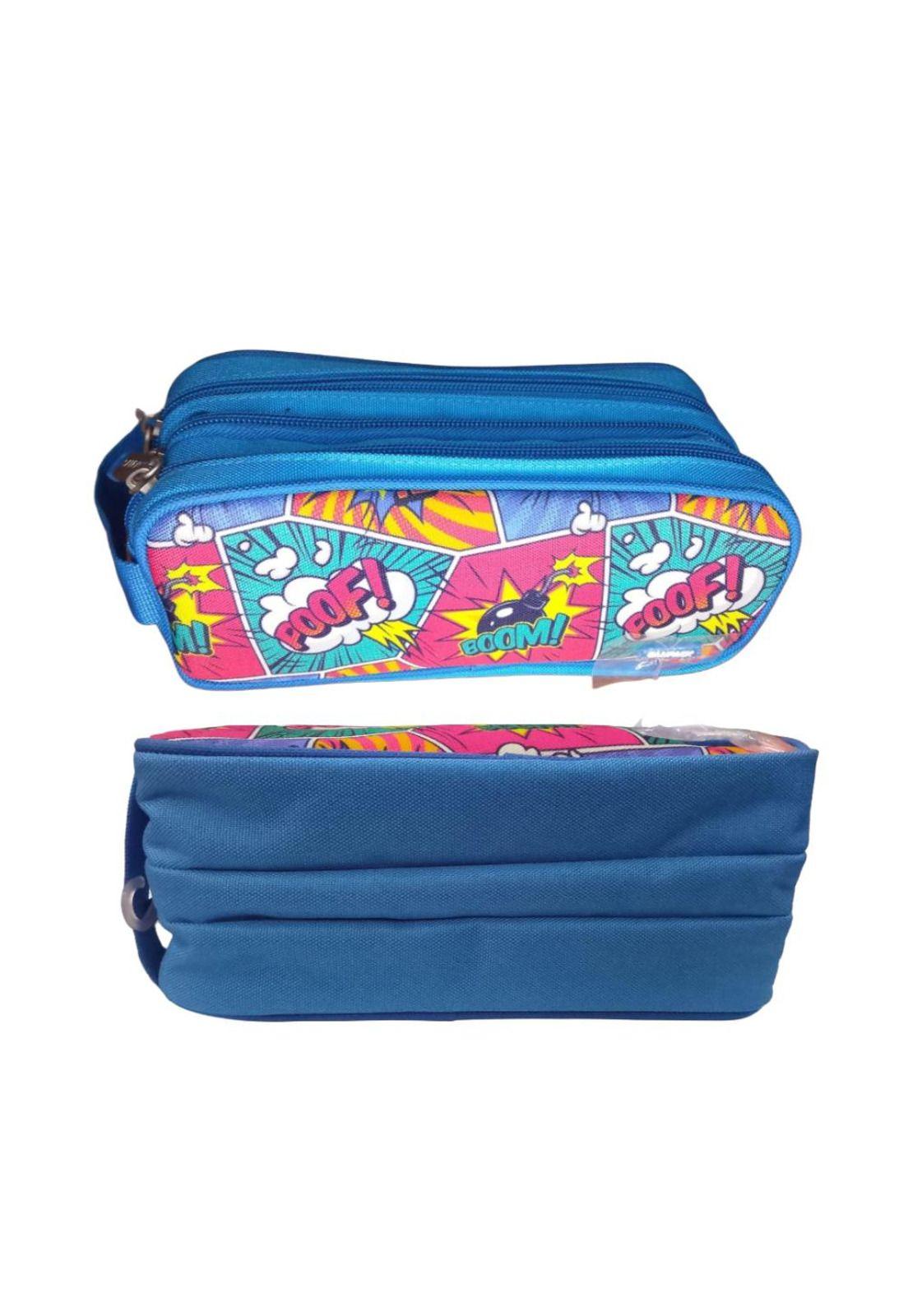 Estuche escolar Grande 3 Cierres Azul Claro Artidix PB-B2-3