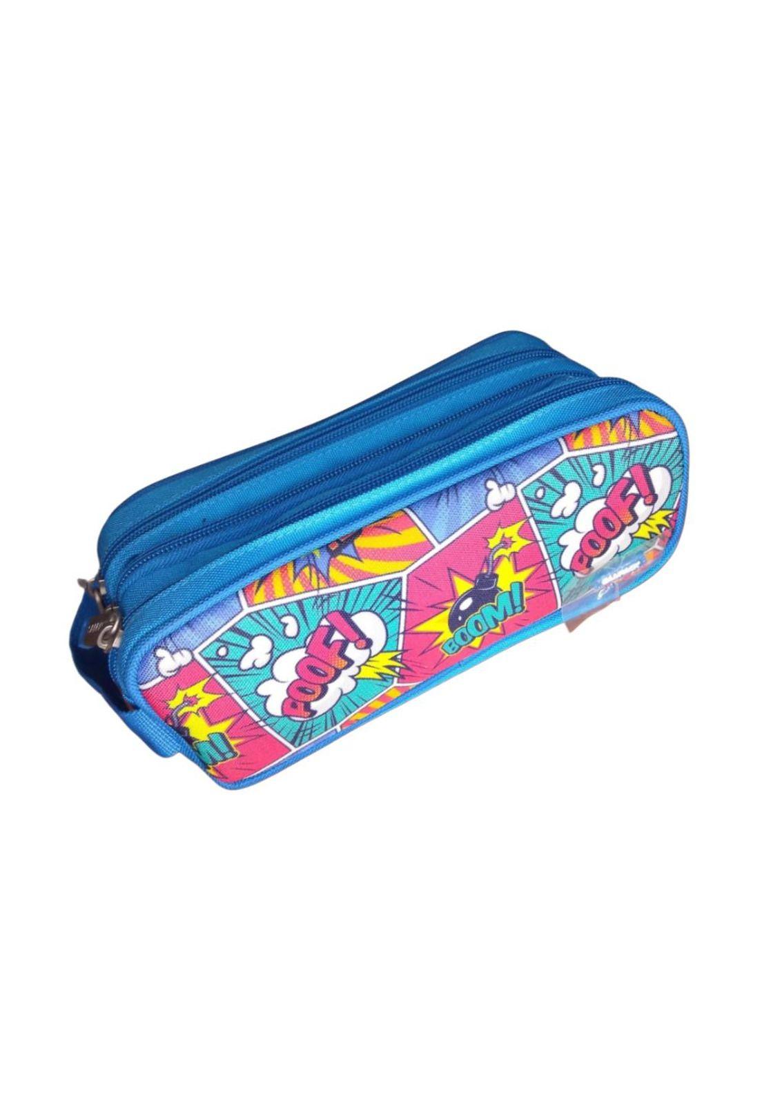 Estuche escolar Grande 3 Cierres Azul Claro Artidix PB-B2-5