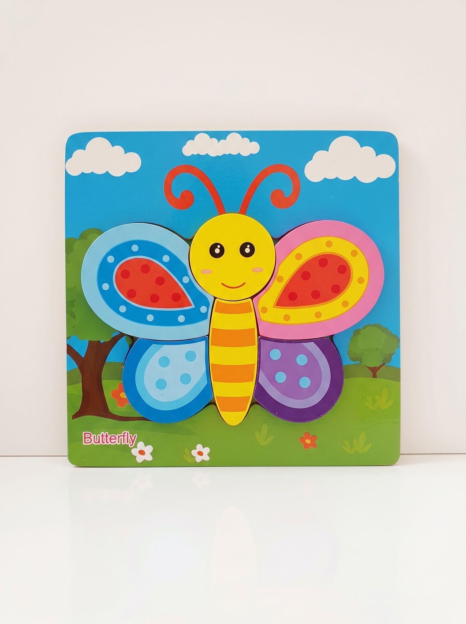 Rompecabezas Madera Mariposa Didáctico Para Niños 15cm-3