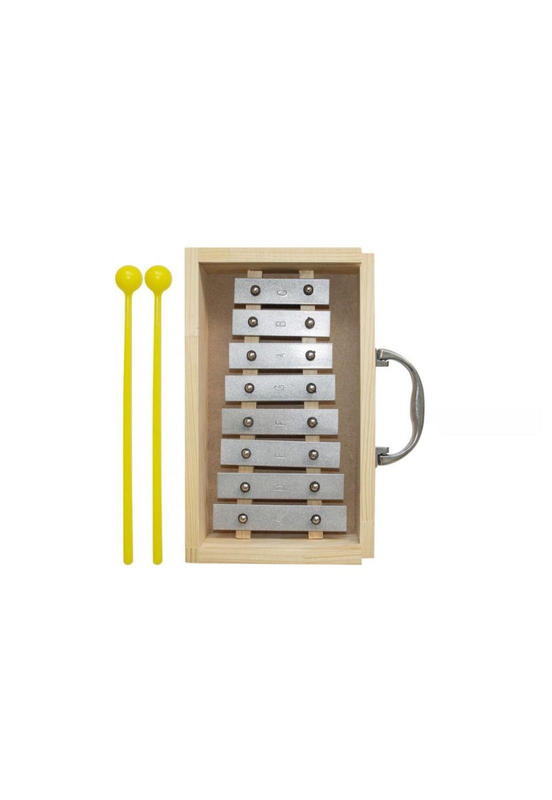 Metalófono 8 Teclas Cromado Caja Madera  Tipo Maleta PA-G3-E4-2
