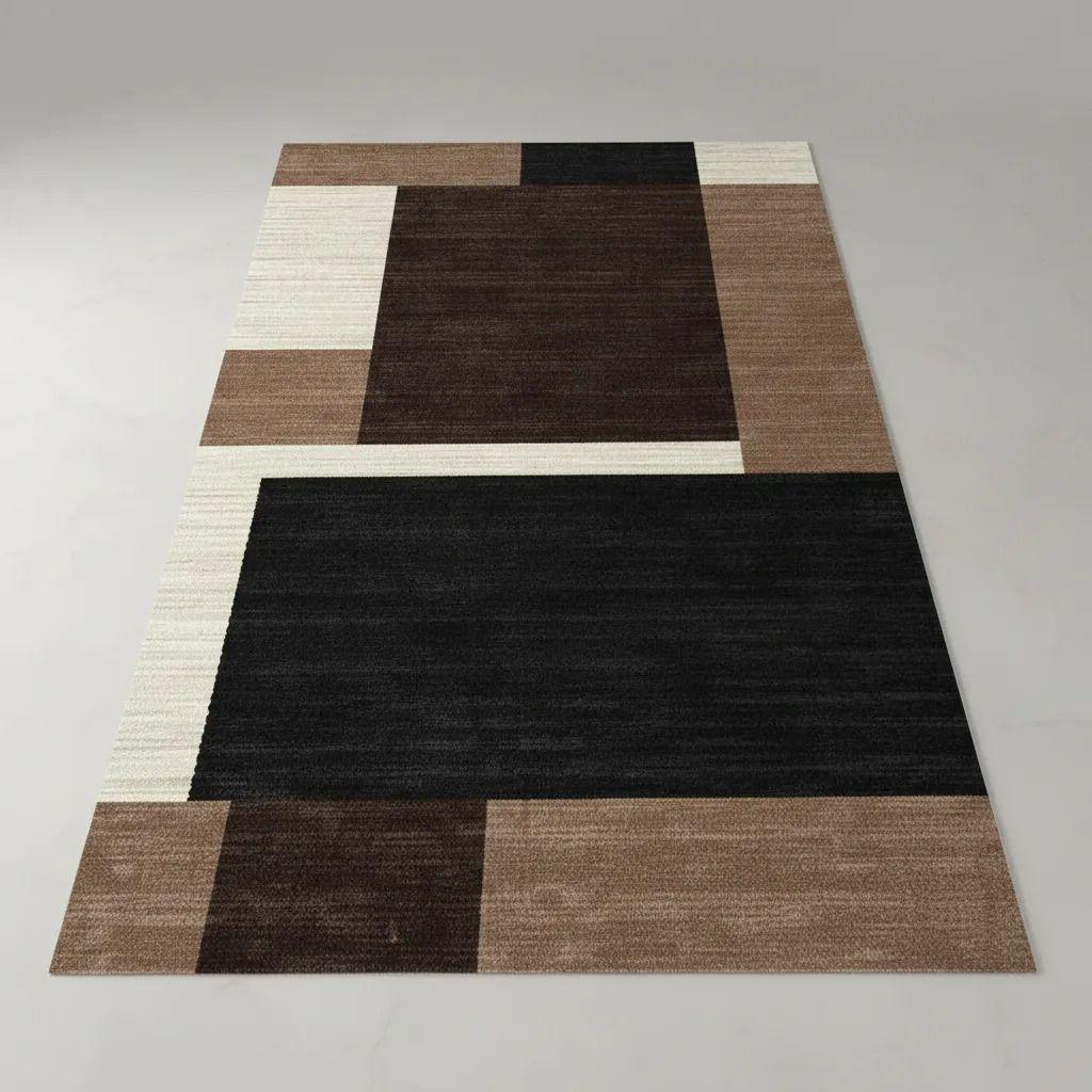 Alfombra Pasillera 3d Decorativa W.m G Moderna 1.8 M 60 Cm Cafey Beige Y Negro-4
