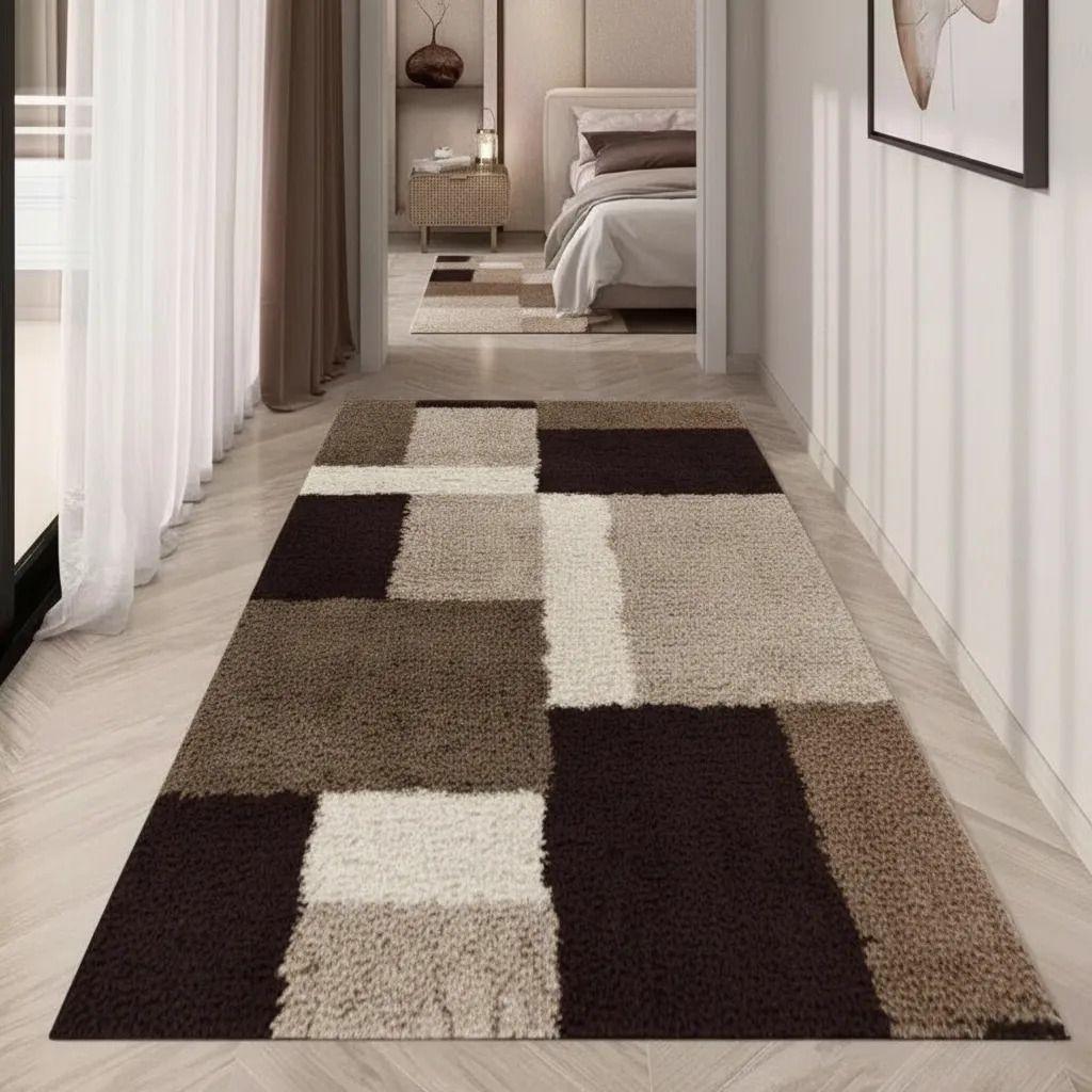 Alfombra Pasillera 3d Decorativa W.m G Moderna 1.8 M 60 M Cafe.-3