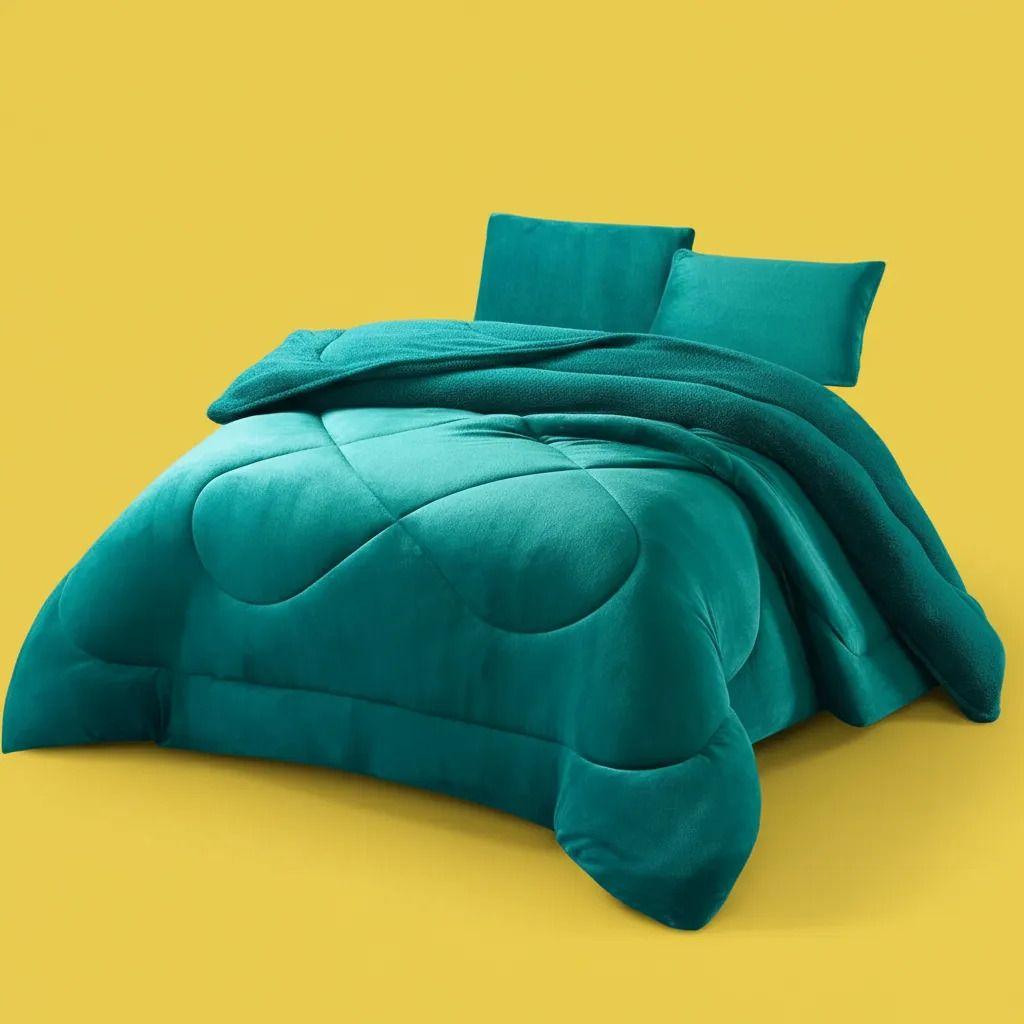 Plumon Pluch Para Colchón 1.5 Plazas Suave Y Cómoda Turquesa Lisa-6