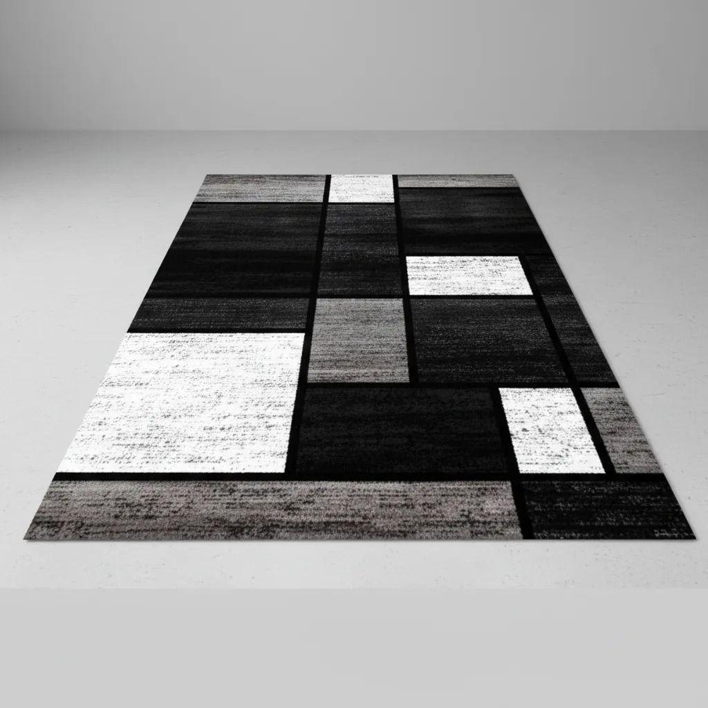 Alfombra Pasillera 3d Decorativa W.m G Moderna 1.8 M 60 Cm Negro Y Blanco-5