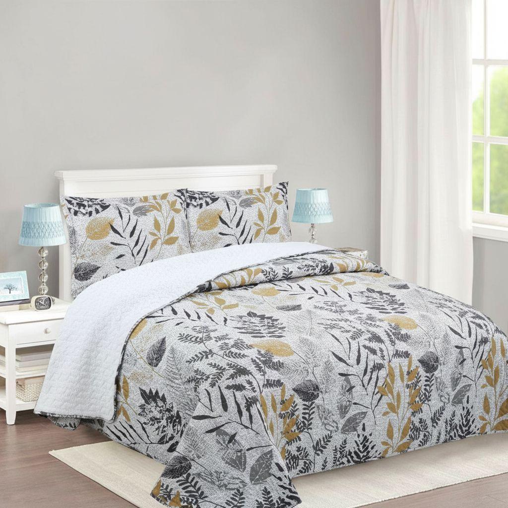 Cubrecama Quilt Sherpa 2pl - Varios Modelos W.m G Gris Negro -2