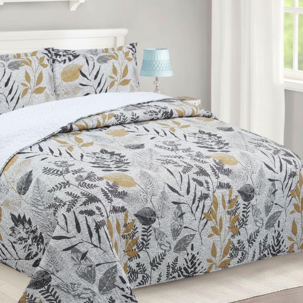 Cubrecama Quilt Sherpa 2pl - Varios Modelos W.m G Gris Negro -3