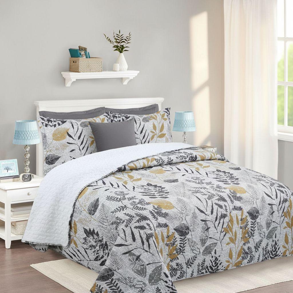 Cubrecama Quilt Sherpa 2pl - Varios Modelos W.m G Gris Negro -4