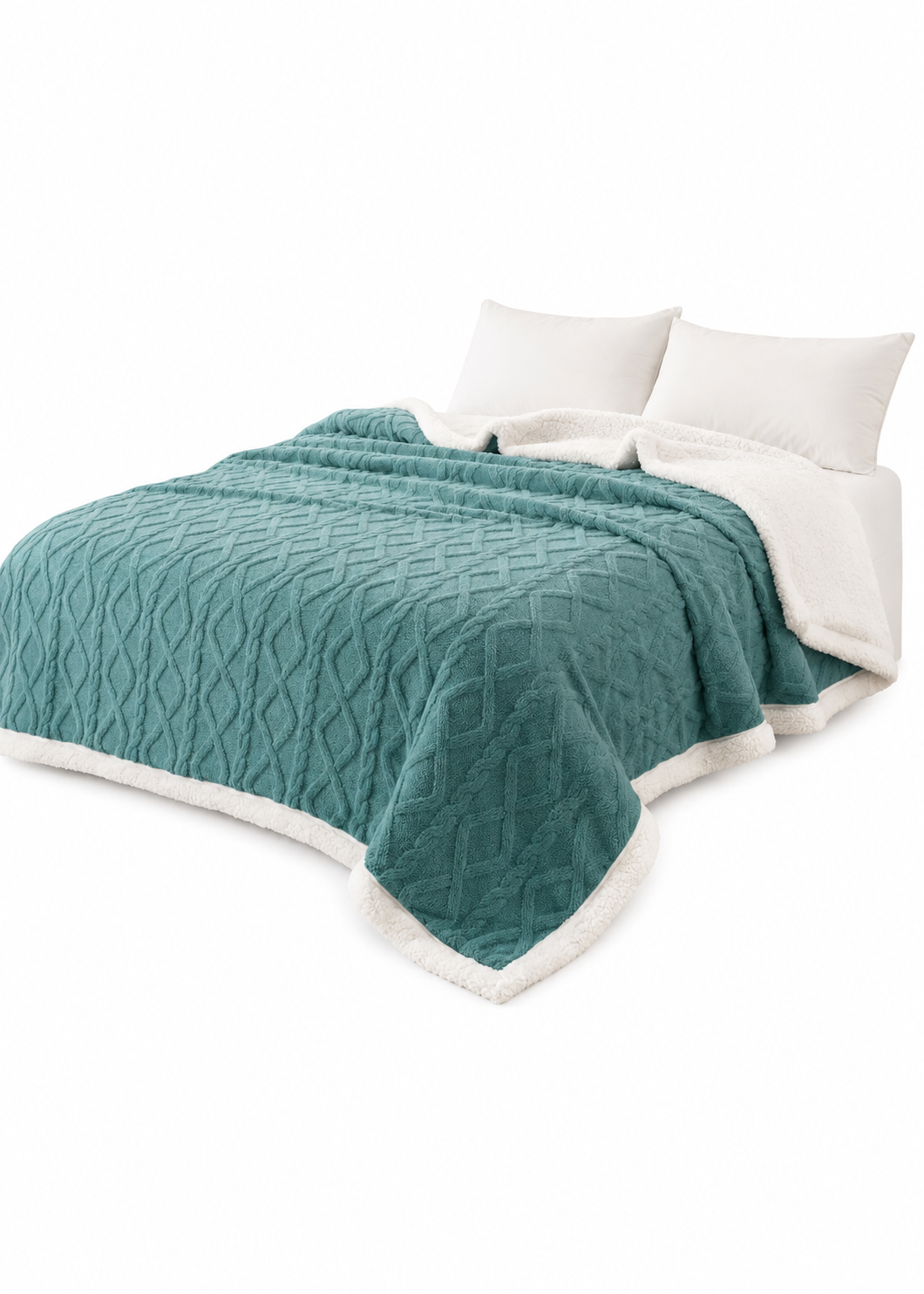 Frazada W.mg Trensado 2 Plazas 230x200 Cm Ligera 1.65 Kg Turquesa-0